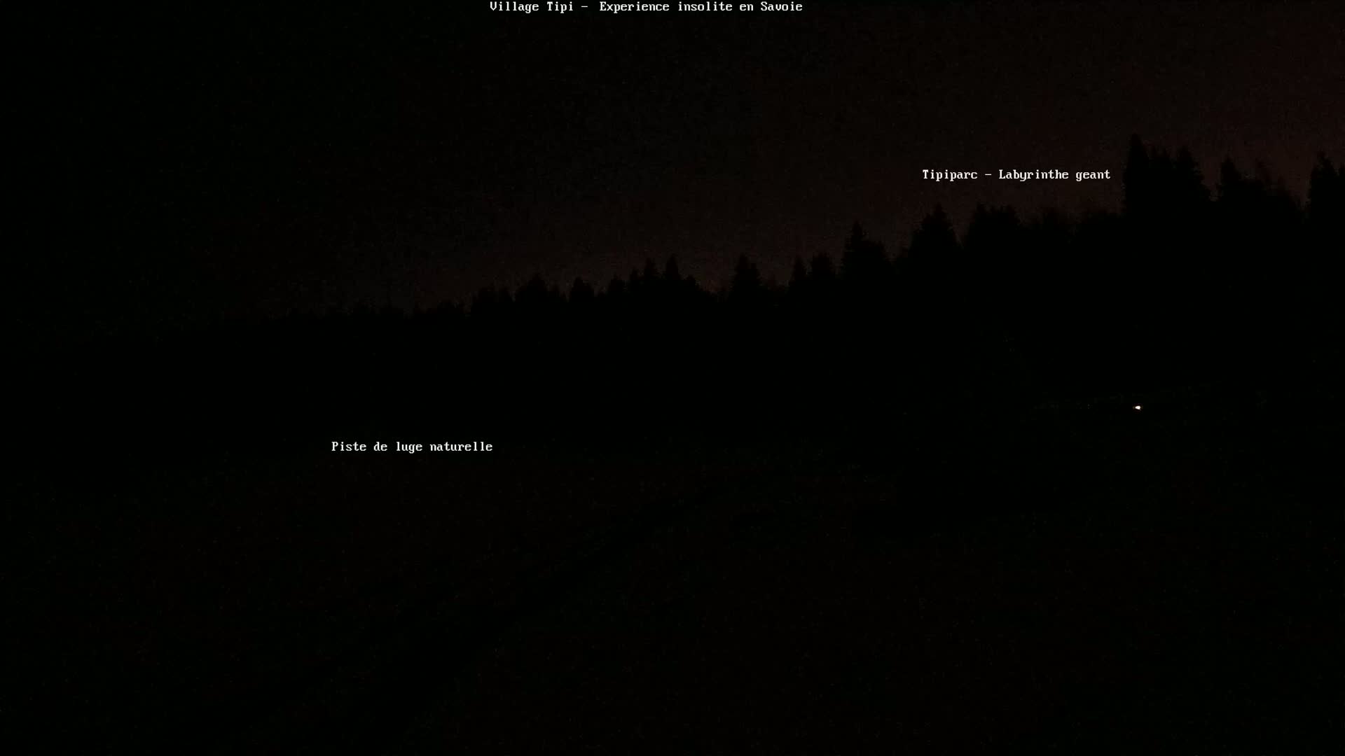 A dark, nighttime scene shows a silhouetted line of trees under a mostly clear sky.