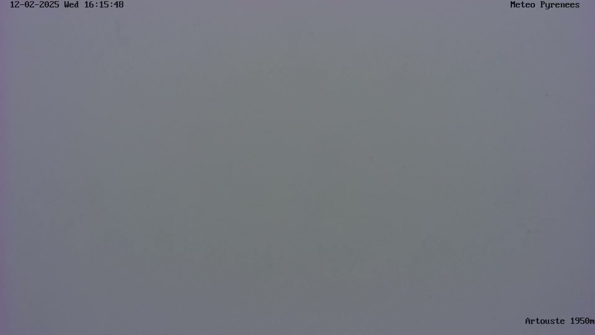 A uniformly gray, overcast sky is visible.