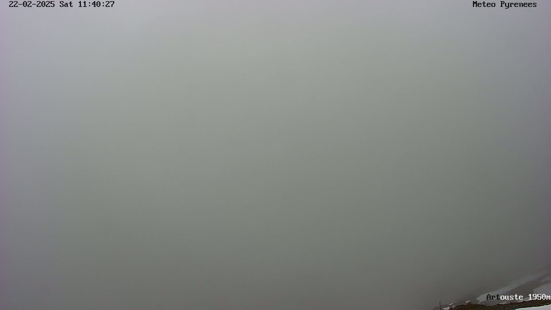 A very thick fog obscures all but the very bottom of the view.