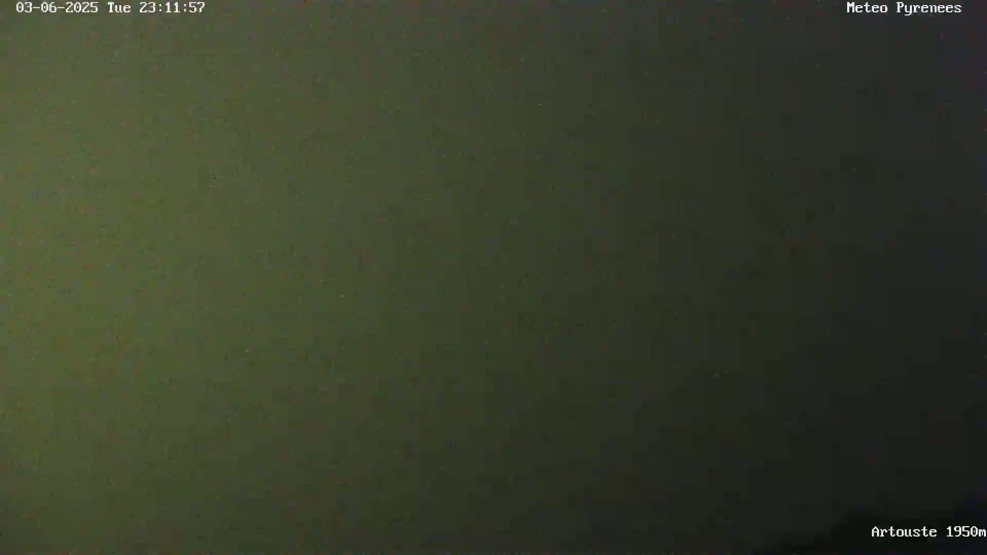 A dark green, uniformly textured surface is shown under nighttime conditions.