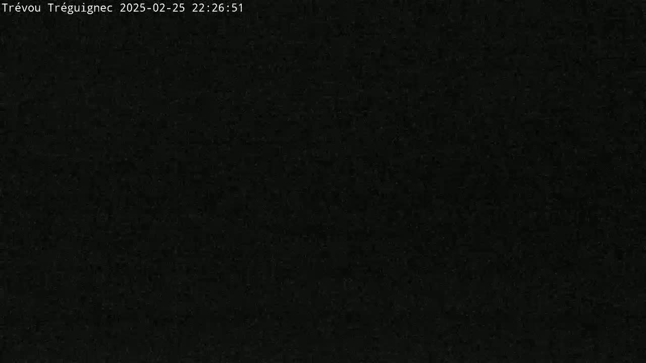 The image is a completely dark, grainy black screen.