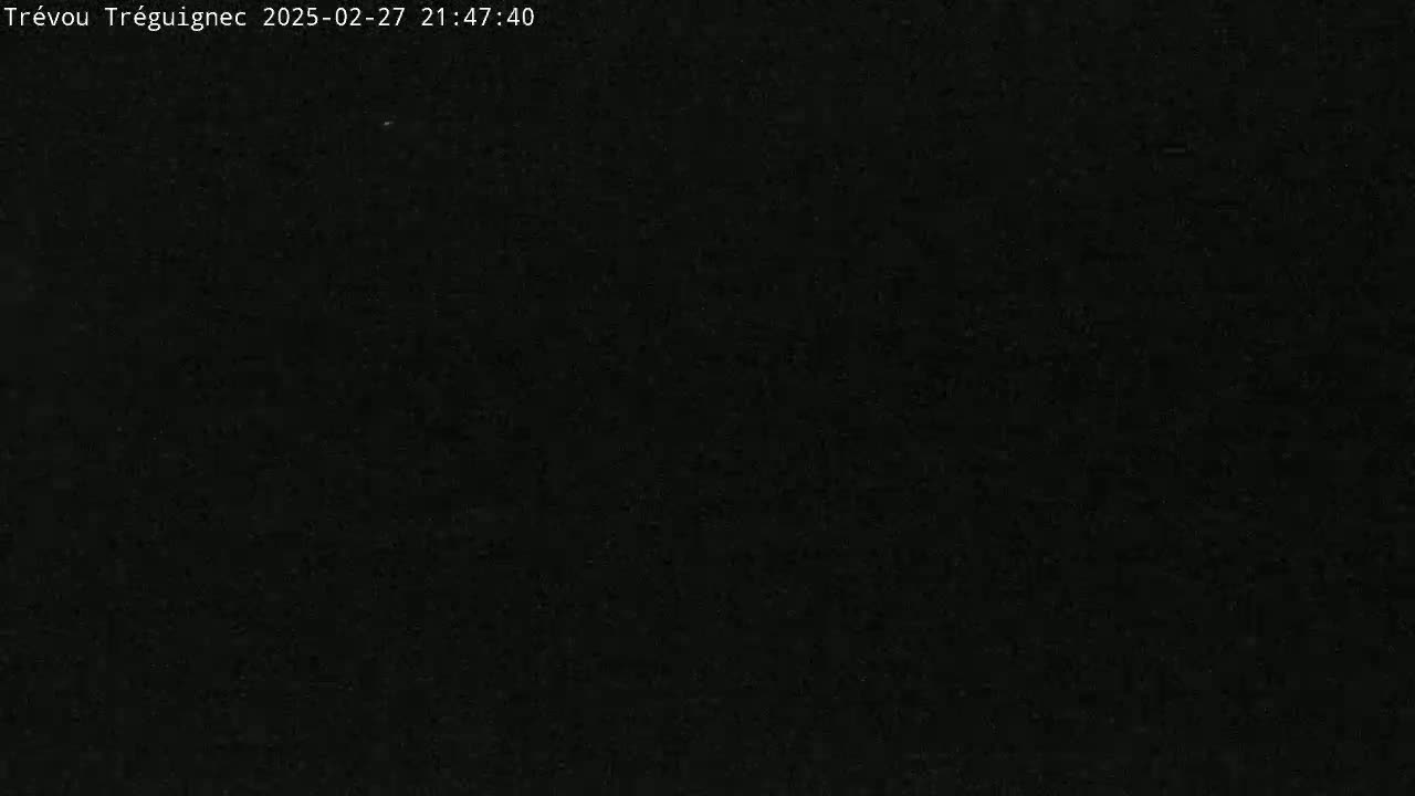 The image shows a completely dark, night scene.