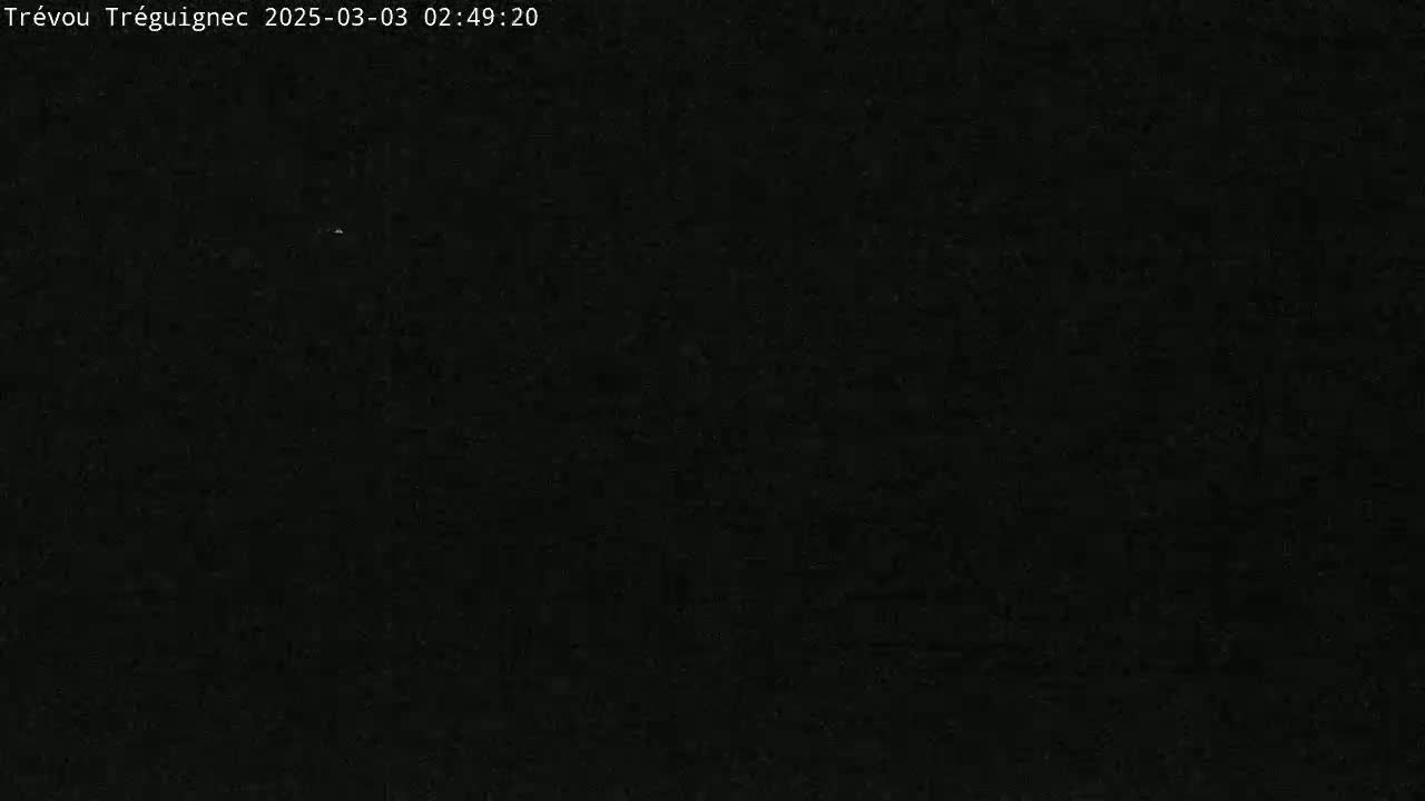 The image shows a completely dark, nighttime scene.