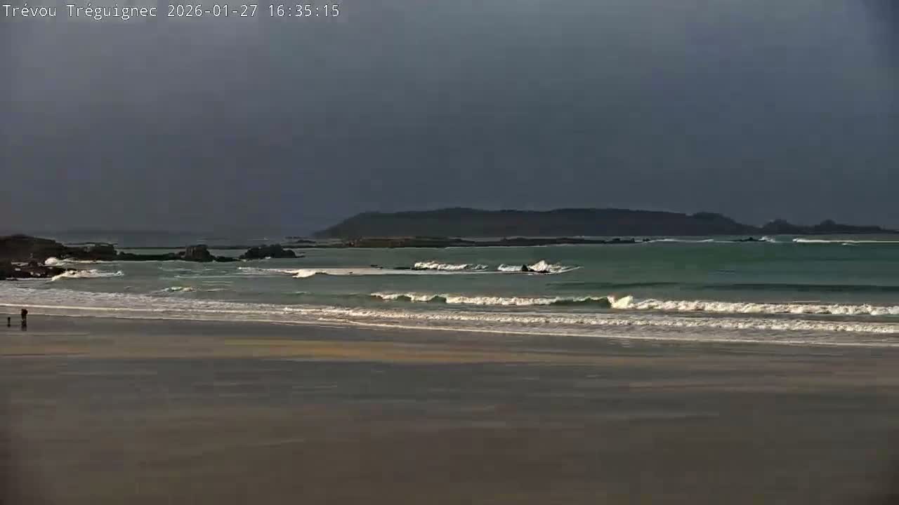 Trévou-Tréguignec, Plage de Trestel Beach Live Cam - Lannion, Côtes-d'Armor, Bretagne, France
