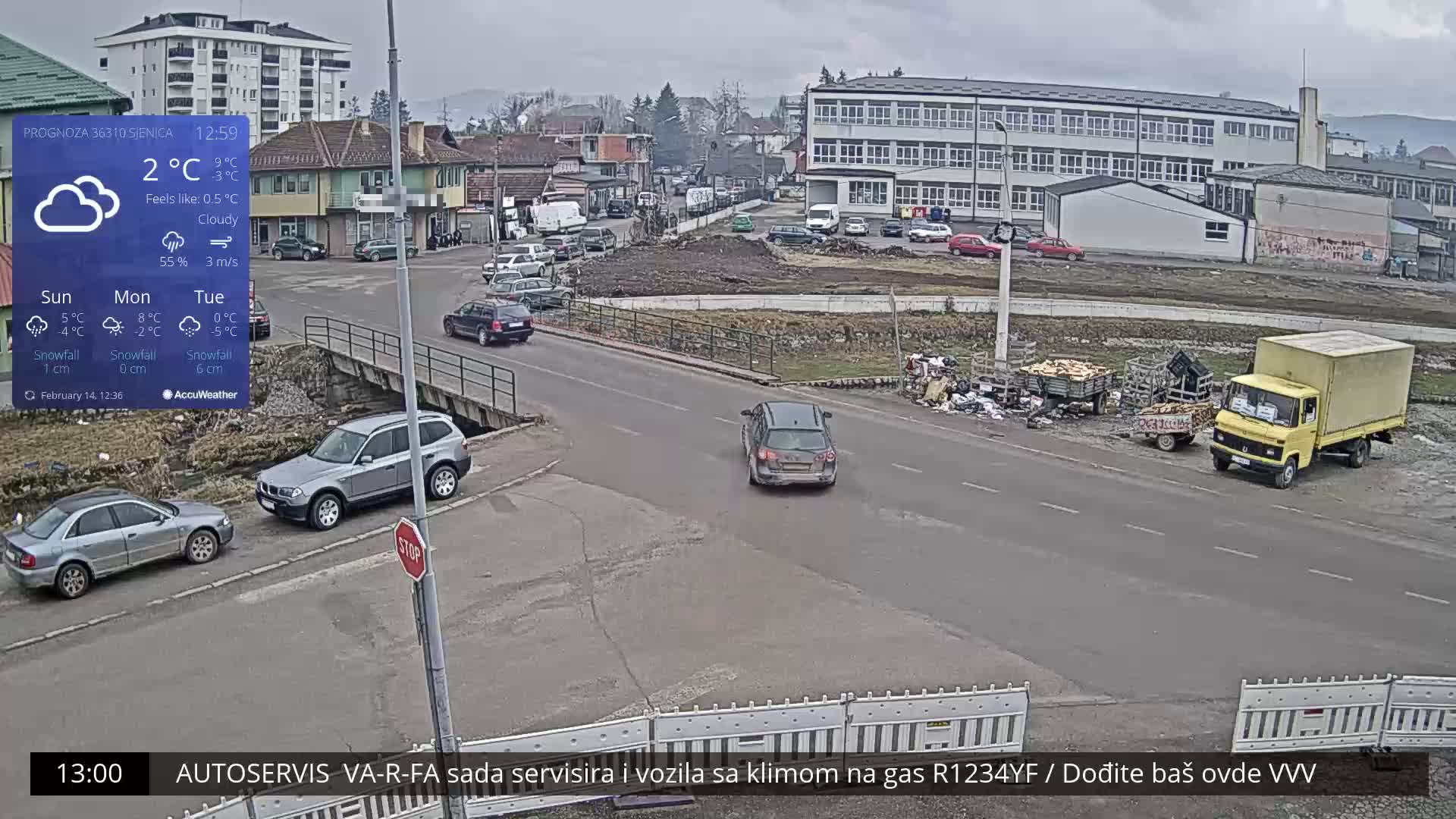 Zlatibor( Златибор (Гимназија Јездимир Лоовиќ и река Гробавица) Gimnazija  Jezdimir Lovic High School & Grobavica River,  Sjenica Live Cam - Sjenica,  Zlatibor,  Šumadija and Western Serbia, Serbia 