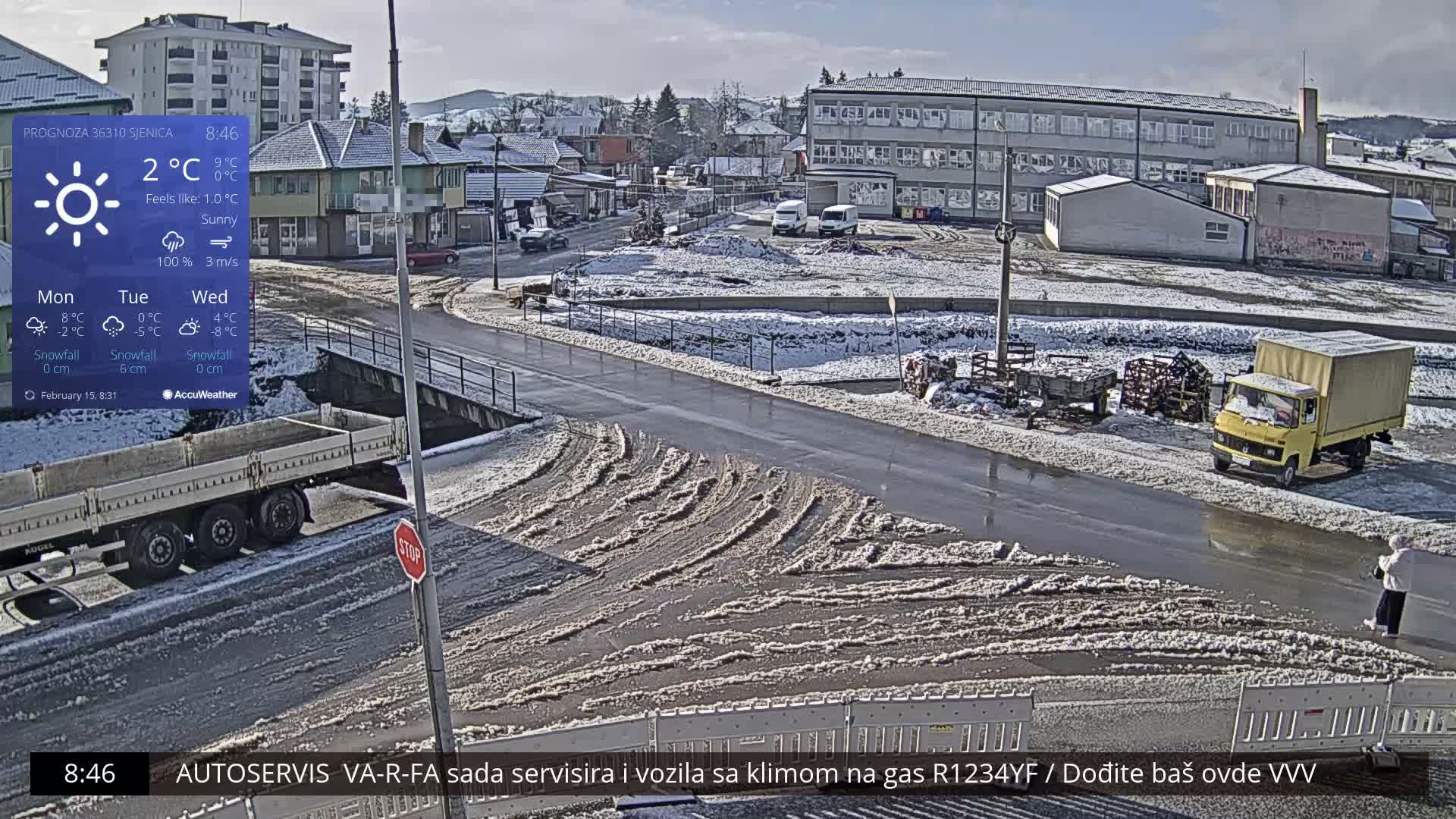 Zlatibor( Златибор (Гимназија Јездимир Лоовиќ и река Гробавица) Gimnazija  Jezdimir Lovic High School & Grobavica River,  Sjenica Live Cam - Sjenica,  Zlatibor,  Šumadija and Western Serbia, Serbia 
