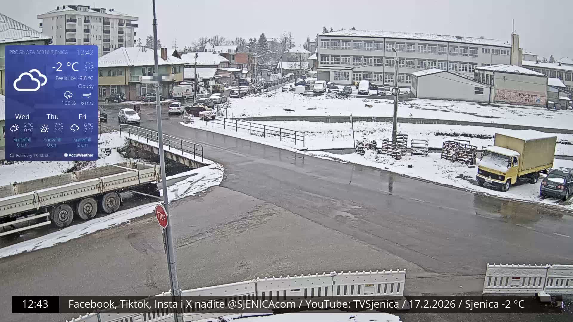 Zlatibor( Златибор (Гимназија Јездимир Лоовиќ и река Гробавица) Gimnazija  Jezdimir Lovic High School & Grobavica River,  Sjenica Live Cam - Sjenica,  Zlatibor,  Šumadija and Western Serbia, Serbia 