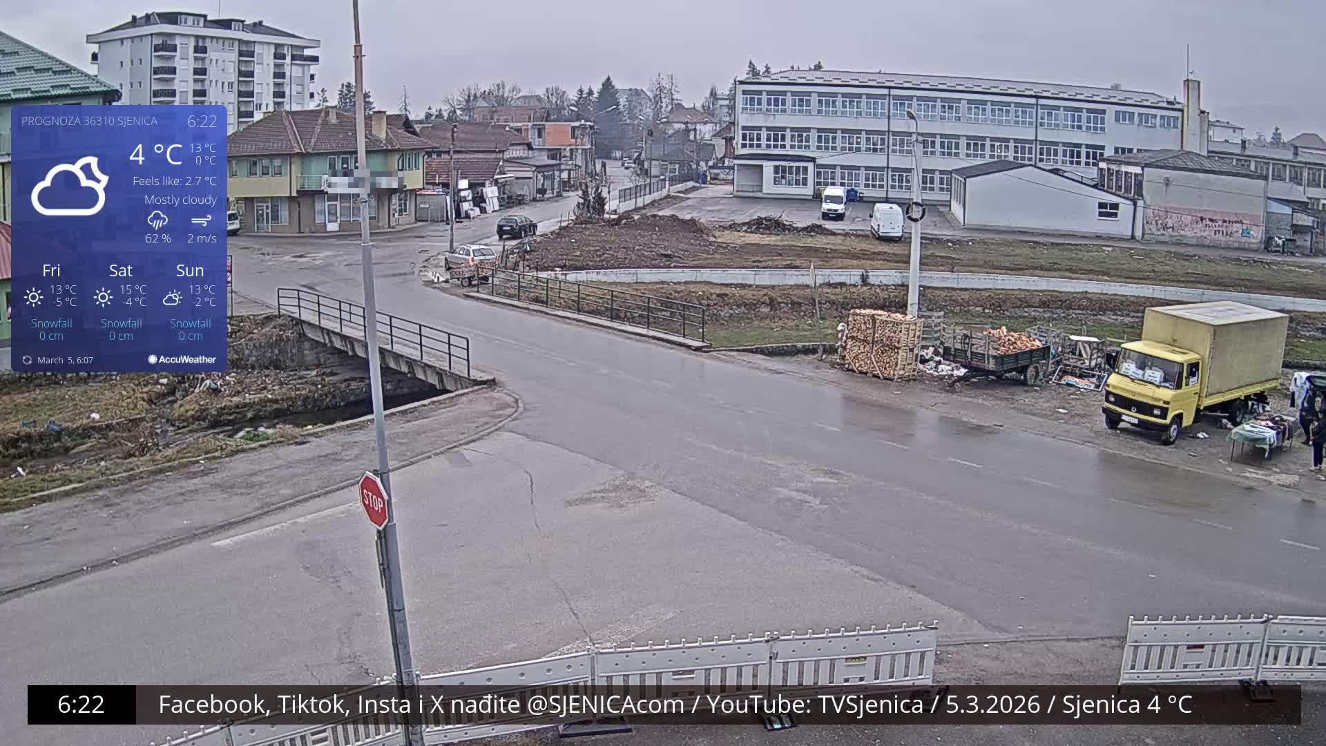 Zlatibor( Златибор (Гимназија Јездимир Лоовиќ и река Гробавица) Gimnazija  Jezdimir Lovic High School & Grobavica River,  Sjenica Live Cam - Sjenica,  Zlatibor,  Šumadija and Western Serbia, Serbia 