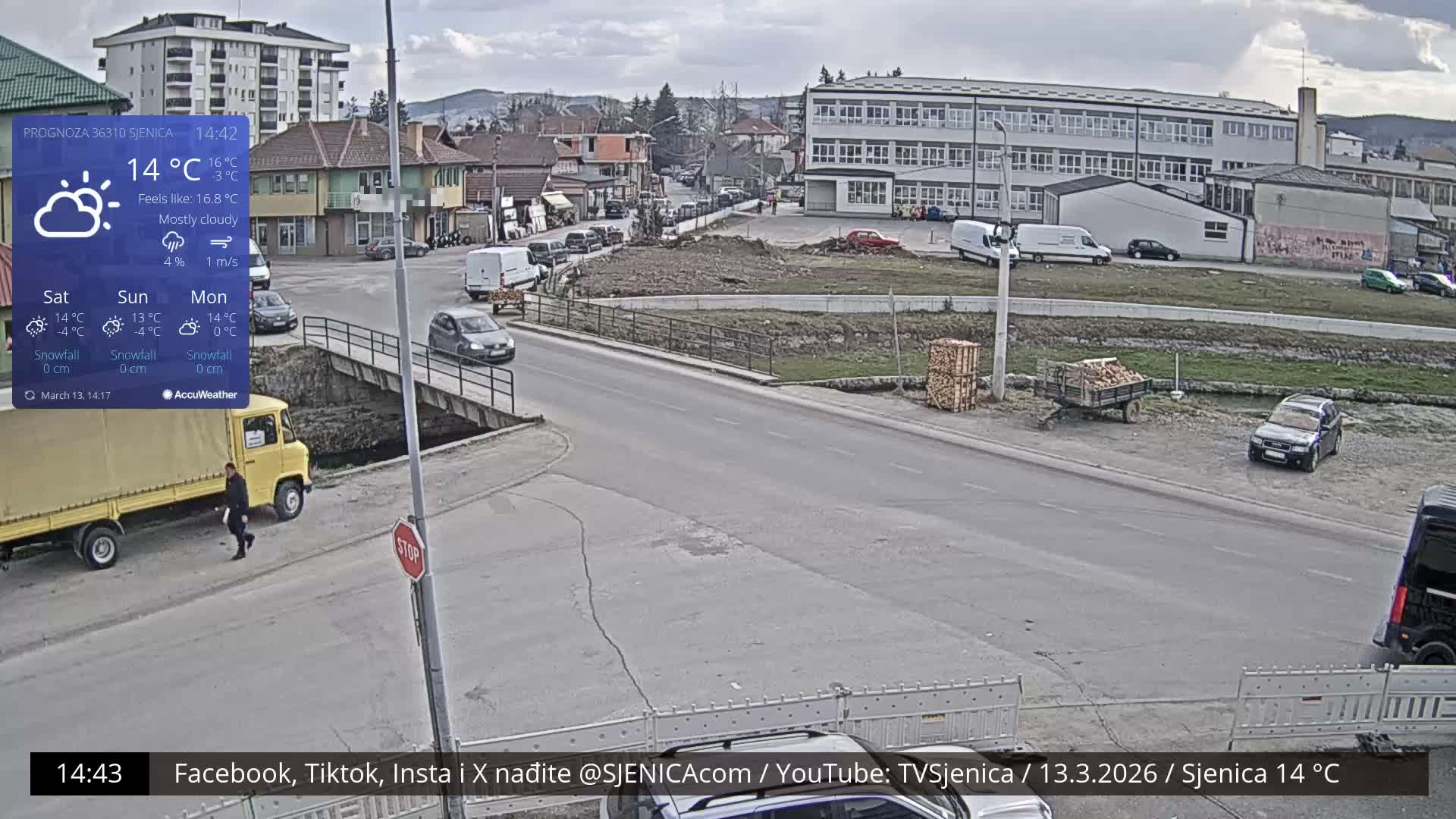 Zlatibor( Златибор (Гимназија Јездимир Лоовиќ и река Гробавица) Gimnazija  Jezdimir Lovic High School & Grobavica River,  Sjenica Live Cam - Sjenica,  Zlatibor,  Šumadija and Western Serbia, Serbia 