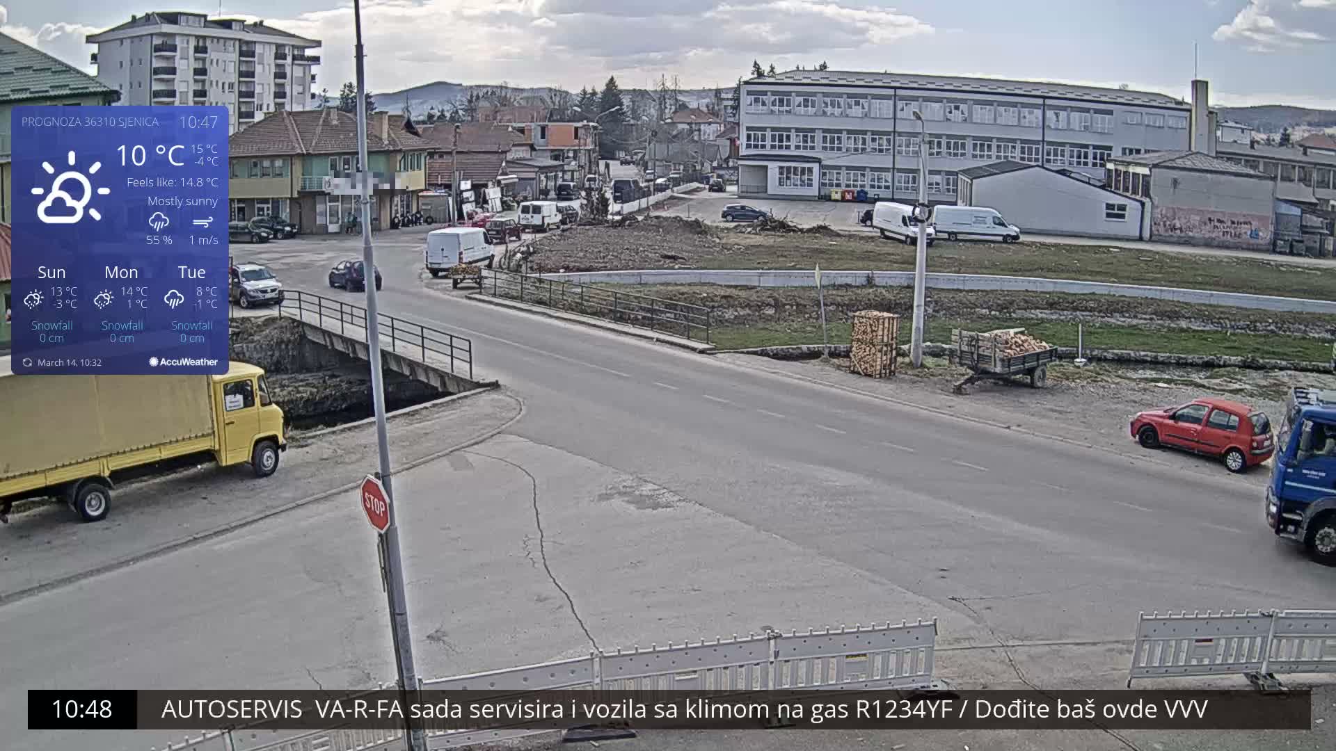 Zlatibor( Златибор (Гимназија Јездимир Лоовиќ и река Гробавица) Gimnazija  Jezdimir Lovic High School & Grobavica River,  Sjenica Live Cam - Sjenica,  Zlatibor,  Šumadija and Western Serbia, Serbia 
