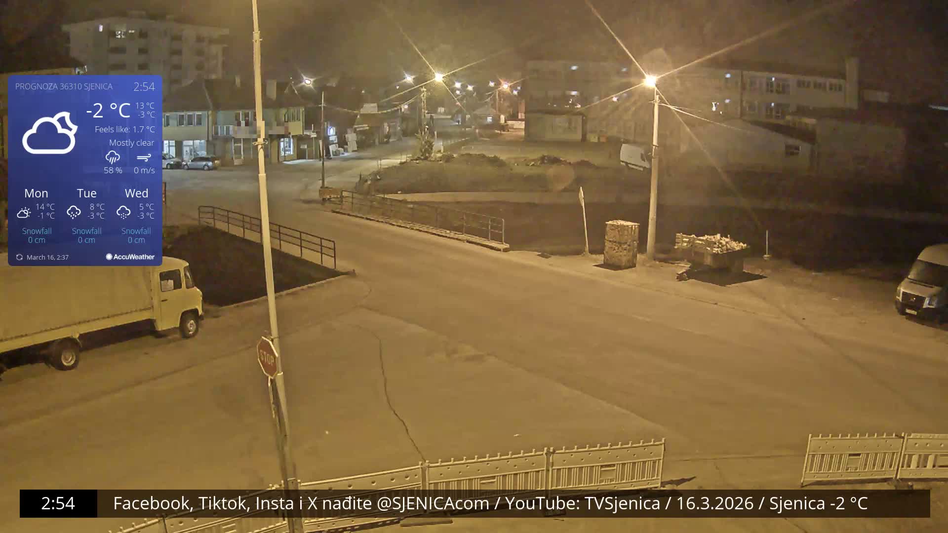 Zlatibor( Златибор (Гимназија Јездимир Лоовиќ и река Гробавица) Gimnazija  Jezdimir Lovic High School & Grobavica River,  Sjenica Live Cam - Sjenica,  Zlatibor,  Šumadija and Western Serbia, Serbia 