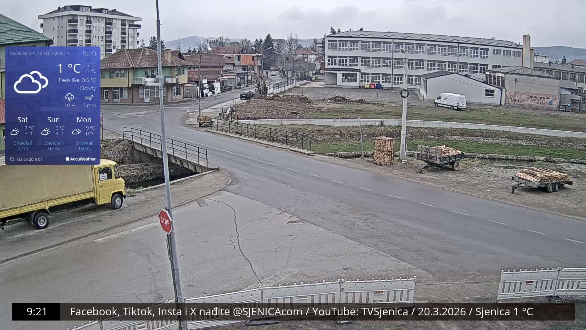 Zlatibor( Златибор (Гимназија Јездимир Лоовиќ и река Гробавица) Gimnazija  Jezdimir Lovic High School & Grobavica River,  Sjenica Live Cam - Sjenica,  Zlatibor,  Šumadija and Western Serbia, Serbia 