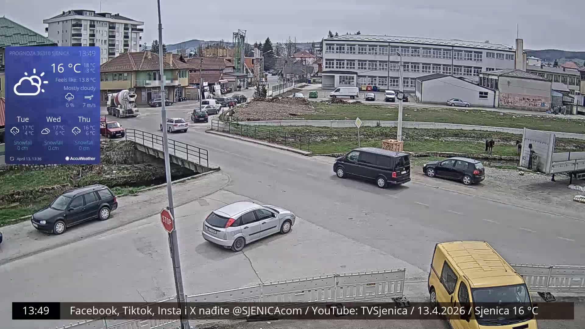 Zlatibor( Златибор (Гимназија Јездимир Лоовиќ и река Гробавица) Gimnazija  Jezdimir Lovic High School & Grobavica River,  Sjenica Live Cam - Sjenica,  Zlatibor,  Šumadija and Western Serbia, Serbia 