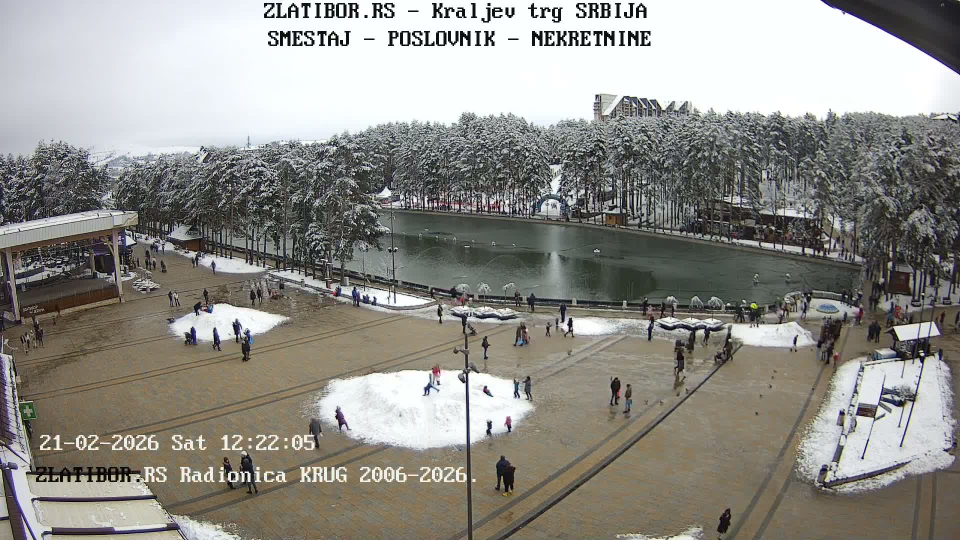 Sumadija ( Шумадија, Златиборски Краљев трг и Златиборско језеро Златиборско језеро) Zlatibor Kraljev trg King Square & Zlatiborsko Jezero Lake, Zlatibor Live Cam - Miladina Pecinara,  Zlatibor,  Šumadija and Western Serbia, Serbia 