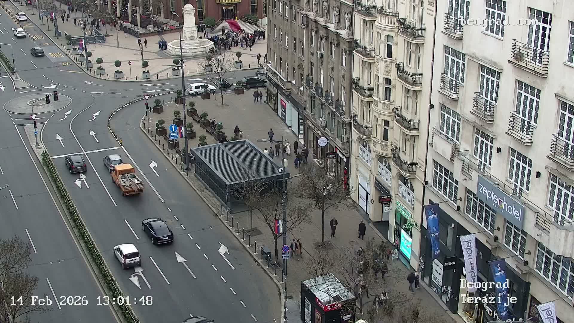 Beograd Old Town ( Стари град Београд, Теразијски трг & Теразије, Стари Град, Београд ) Terazijizsk Trg Square & Terazije Street, Stari Grad, Belgrade Live Cam - Stari Grad, Belgrade, Serbia