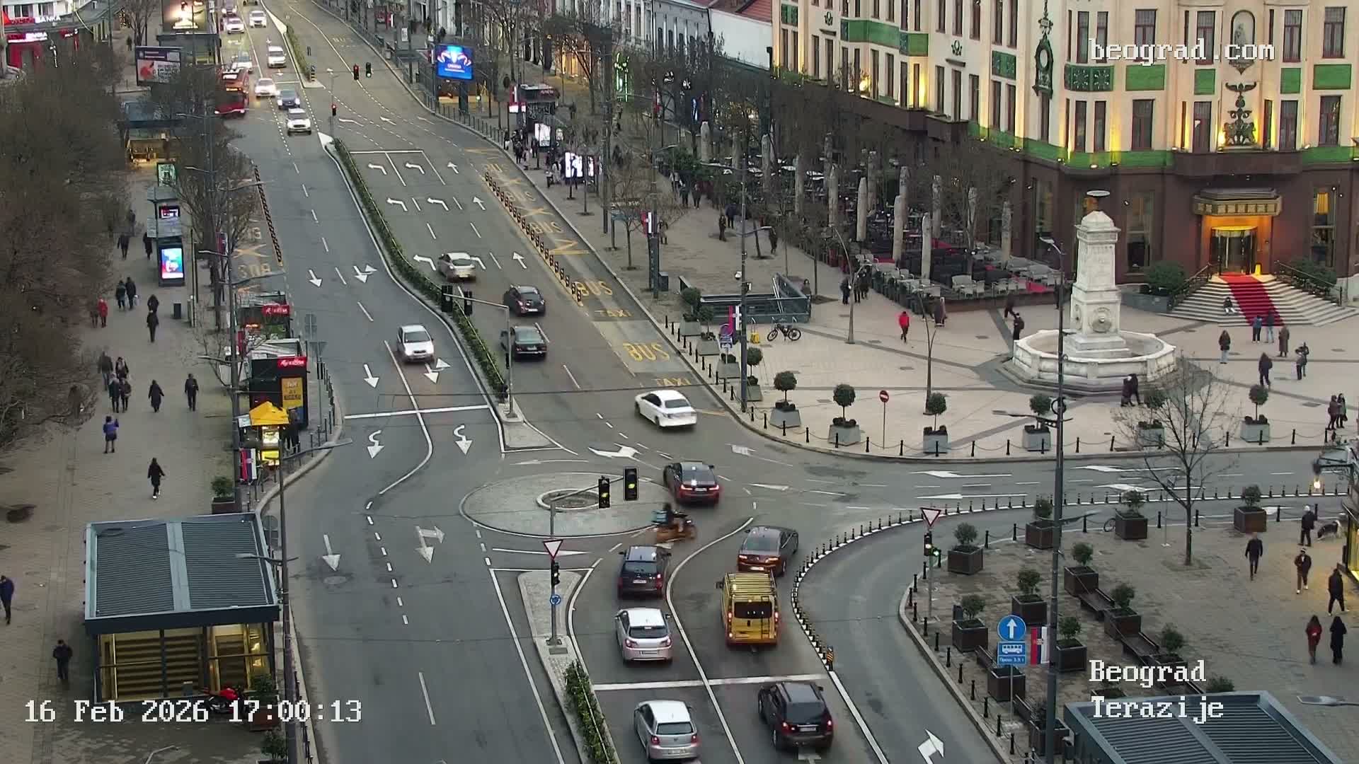 Beograd Old Town ( Стари град Београд, Теразијски трг & Теразије, Стари Град, Београд ) Terazijizsk Trg Square & Terazije Street, Stari Grad, Belgrade Live Cam - Stari Grad, Belgrade, Serbia