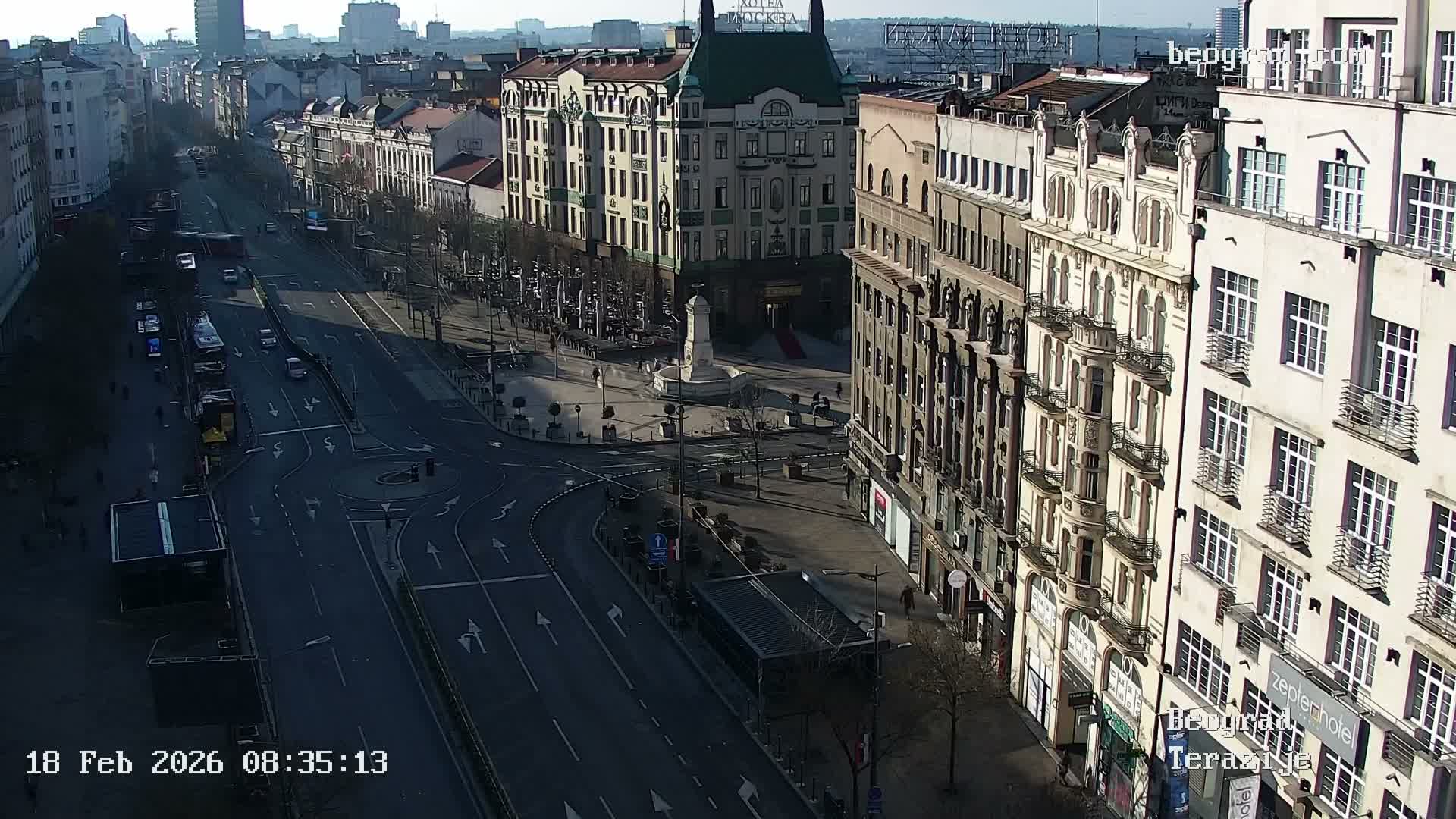 Beograd Old Town ( Стари град Београд, Теразијски трг & Теразије, Стари Град, Београд ) Terazijizsk Trg Square & Terazije Street, Stari Grad, Belgrade Live Cam - Stari Grad, Belgrade, Serbia