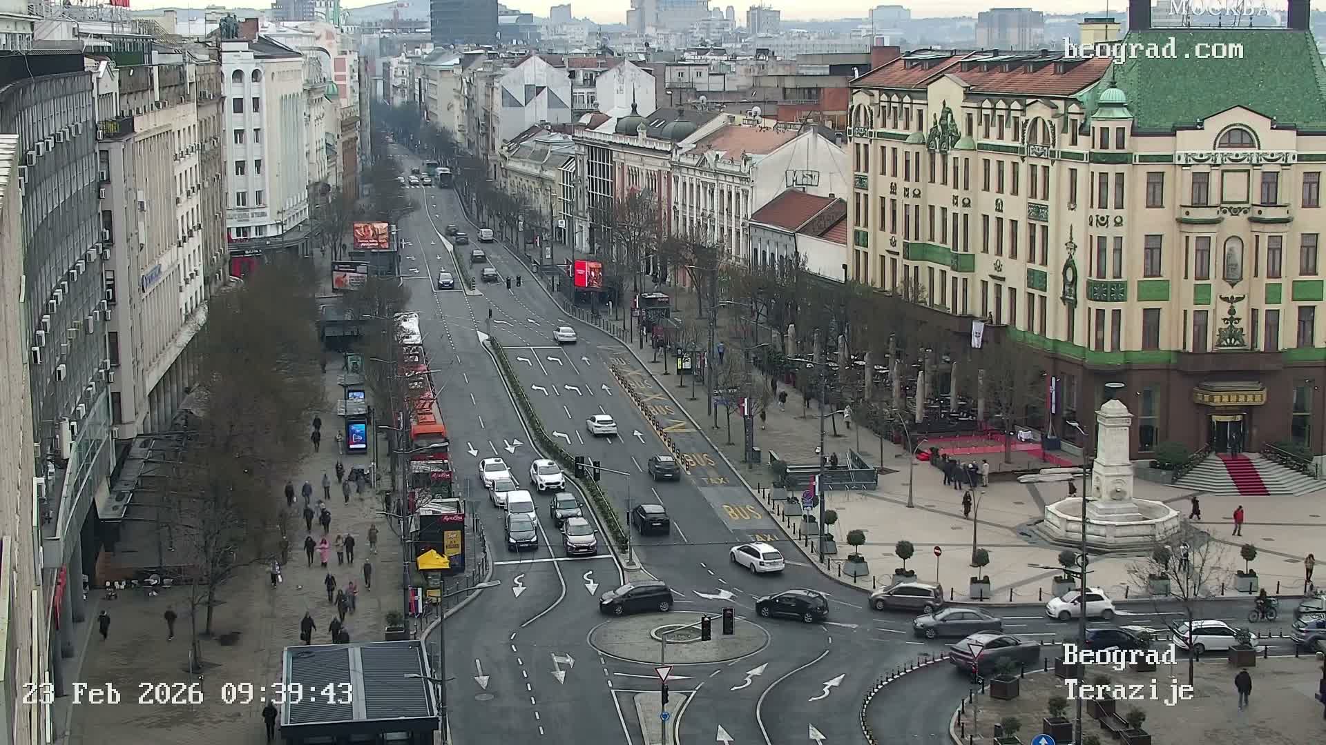 Beograd Old Town ( Стари град Београд, Теразијски трг & Теразије, Стари Град, Београд ) Terazijizsk Trg Square & Terazije Street, Stari Grad, Belgrade Live Cam - Stari Grad, Belgrade, Serbia