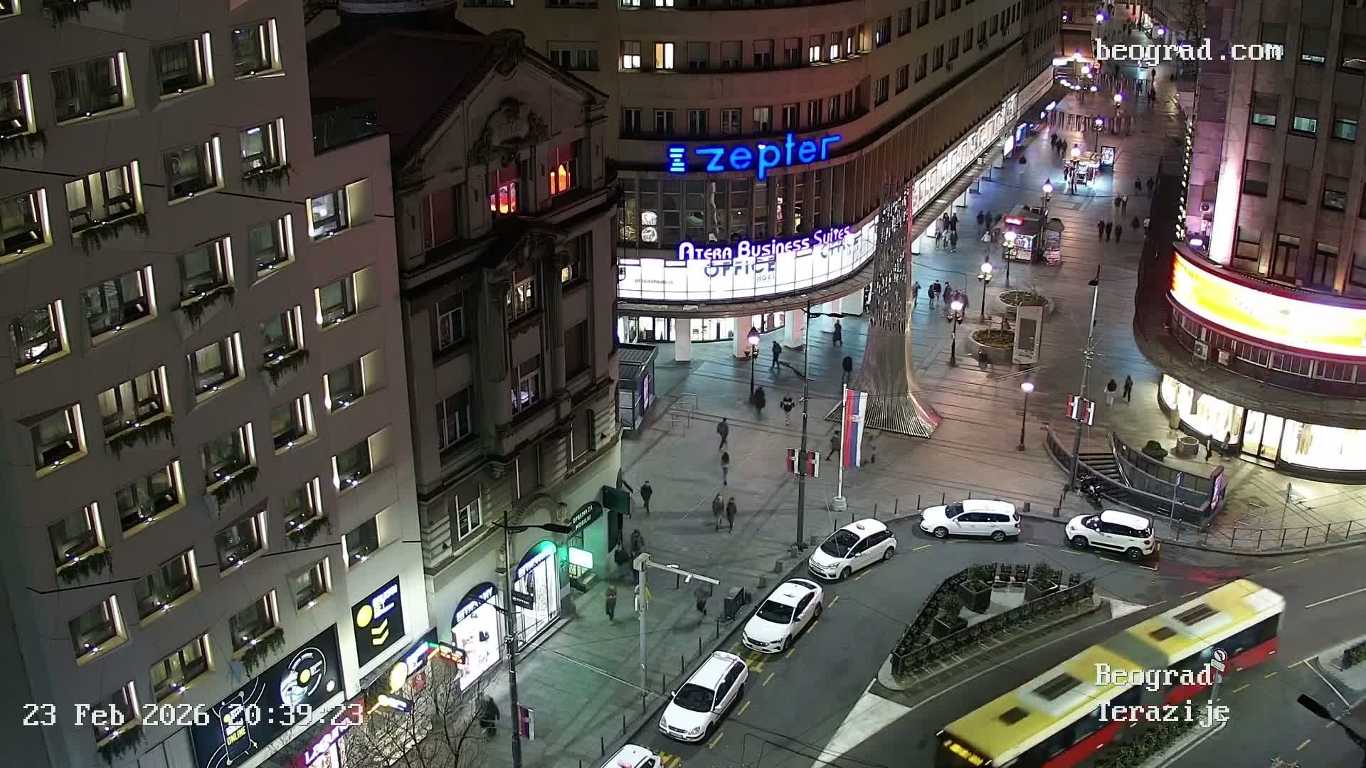 Beograd Old Town ( Стари град Београд, Теразијски трг & Теразије, Стари Град, Београд ) Terazijizsk Trg Square & Terazije Street, Stari Grad, Belgrade Live Cam - Stari Grad, Belgrade, Serbia