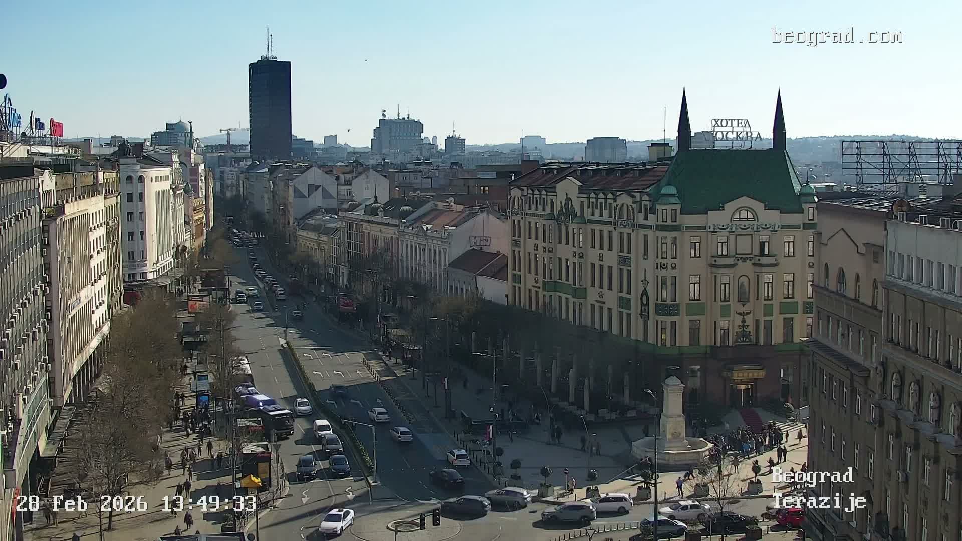 Beograd Old Town ( Стари град Београд, Теразијски трг & Теразије, Стари Град, Београд ) Terazijizsk Trg Square & Terazije Street, Stari Grad, Belgrade Live Cam - Stari Grad, Belgrade, Serbia