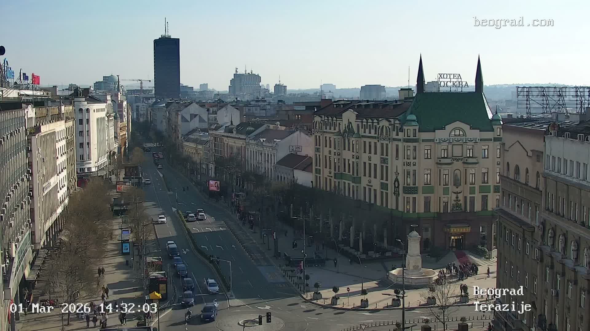 Beograd Old Town ( Стари град Београд, Теразијски трг & Теразије, Стари Град, Београд ) Terazijizsk Trg Square & Terazije Street, Stari Grad, Belgrade Live Cam - Stari Grad, Belgrade, Serbia