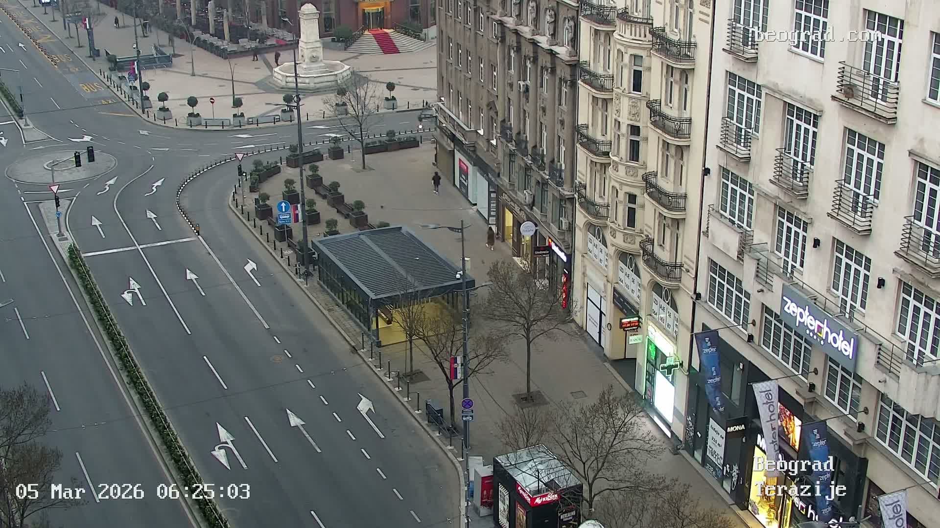 Beograd Old Town ( Стари град Београд, Теразијски трг & Теразије, Стари Град, Београд ) Terazijizsk Trg Square & Terazije Street, Stari Grad, Belgrade Live Cam - Stari Grad, Belgrade, Serbia