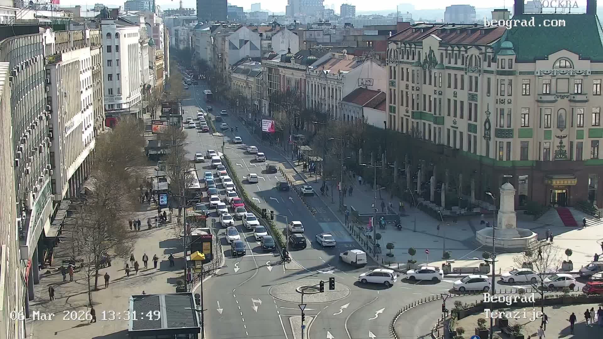 Beograd Old Town ( Стари град Београд, Теразијски трг & Теразије, Стари Град, Београд ) Terazijizsk Trg Square & Terazije Street, Stari Grad, Belgrade Live Cam - Stari Grad, Belgrade, Serbia