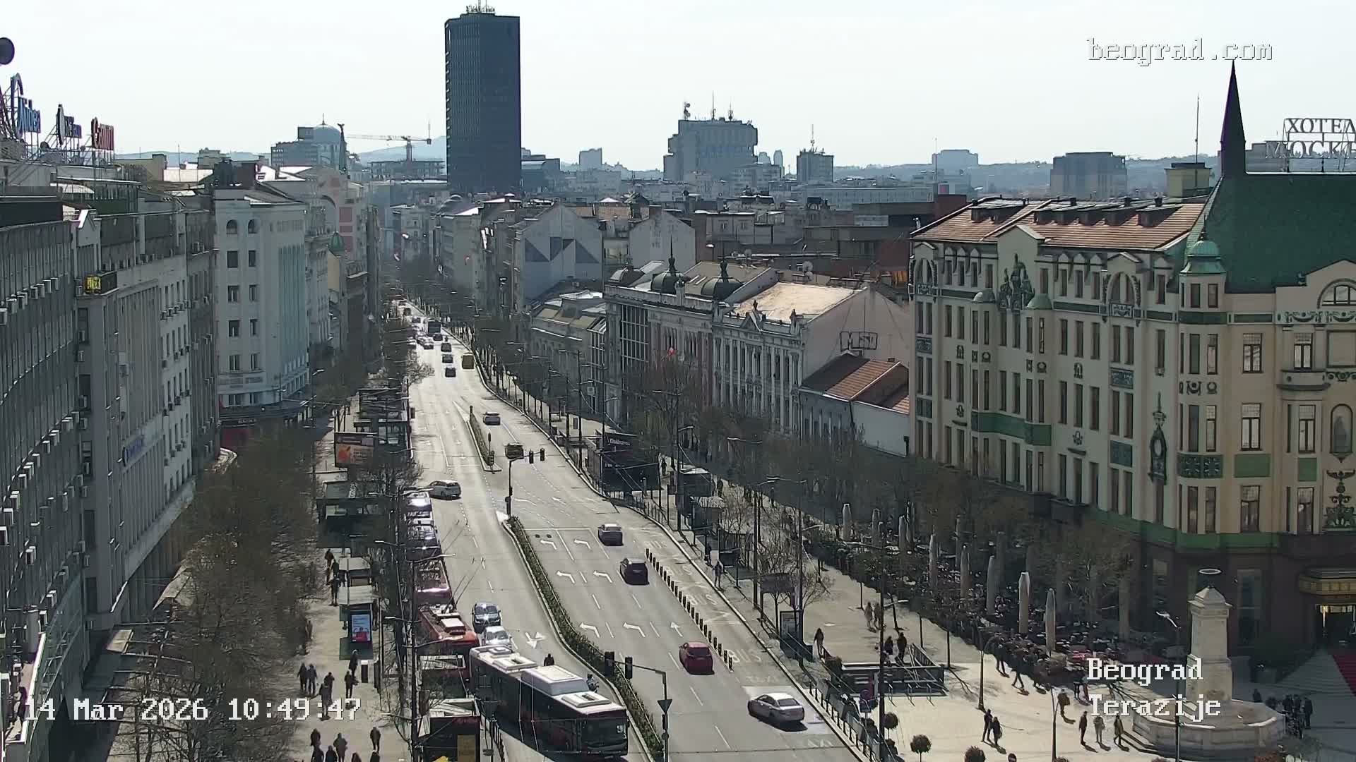 Beograd Old Town ( Стари град Београд, Теразијски трг & Теразије, Стари Град, Београд ) Terazijizsk Trg Square & Terazije Street, Stari Grad, Belgrade Live Cam - Stari Grad, Belgrade, Serbia