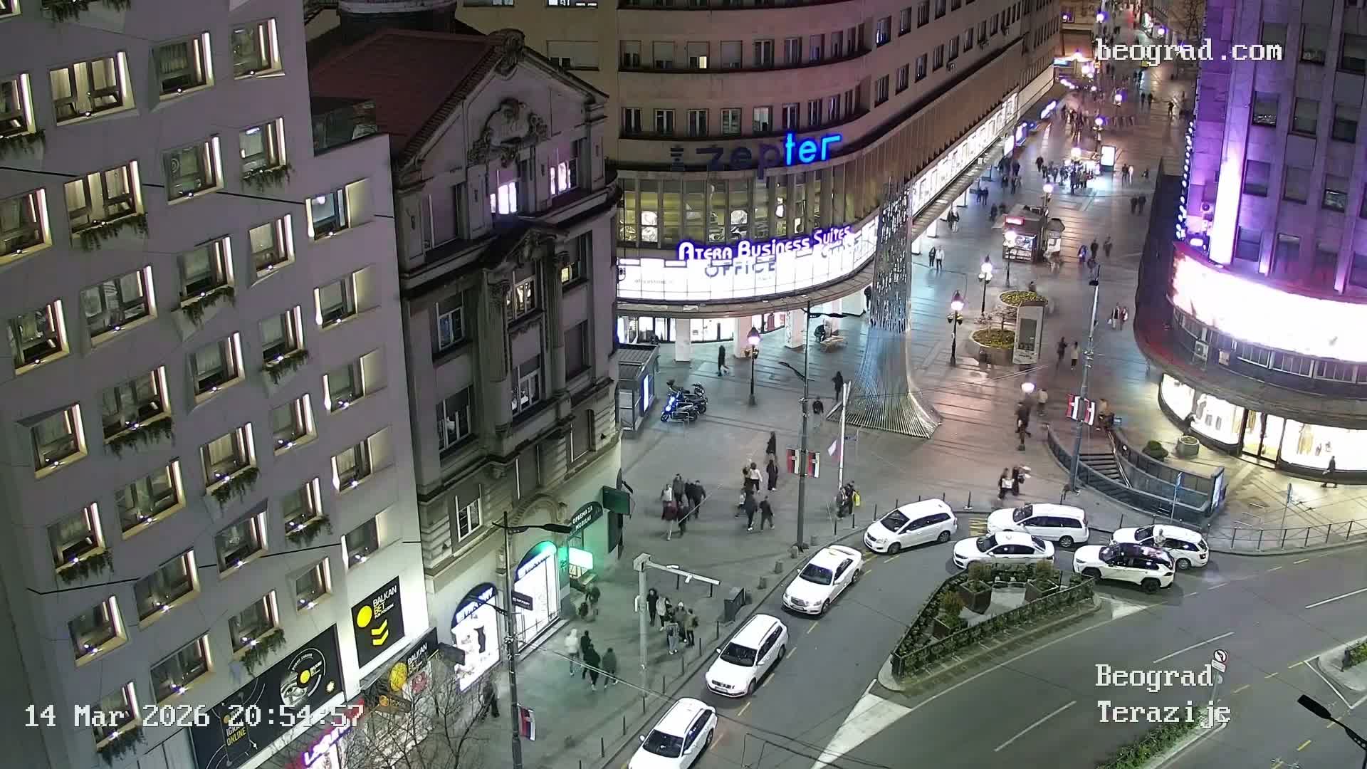 Beograd Old Town ( Стари град Београд, Теразијски трг & Теразије, Стари Град, Београд ) Terazijizsk Trg Square & Terazije Street, Stari Grad, Belgrade Live Cam - Stari Grad, Belgrade, Serbia