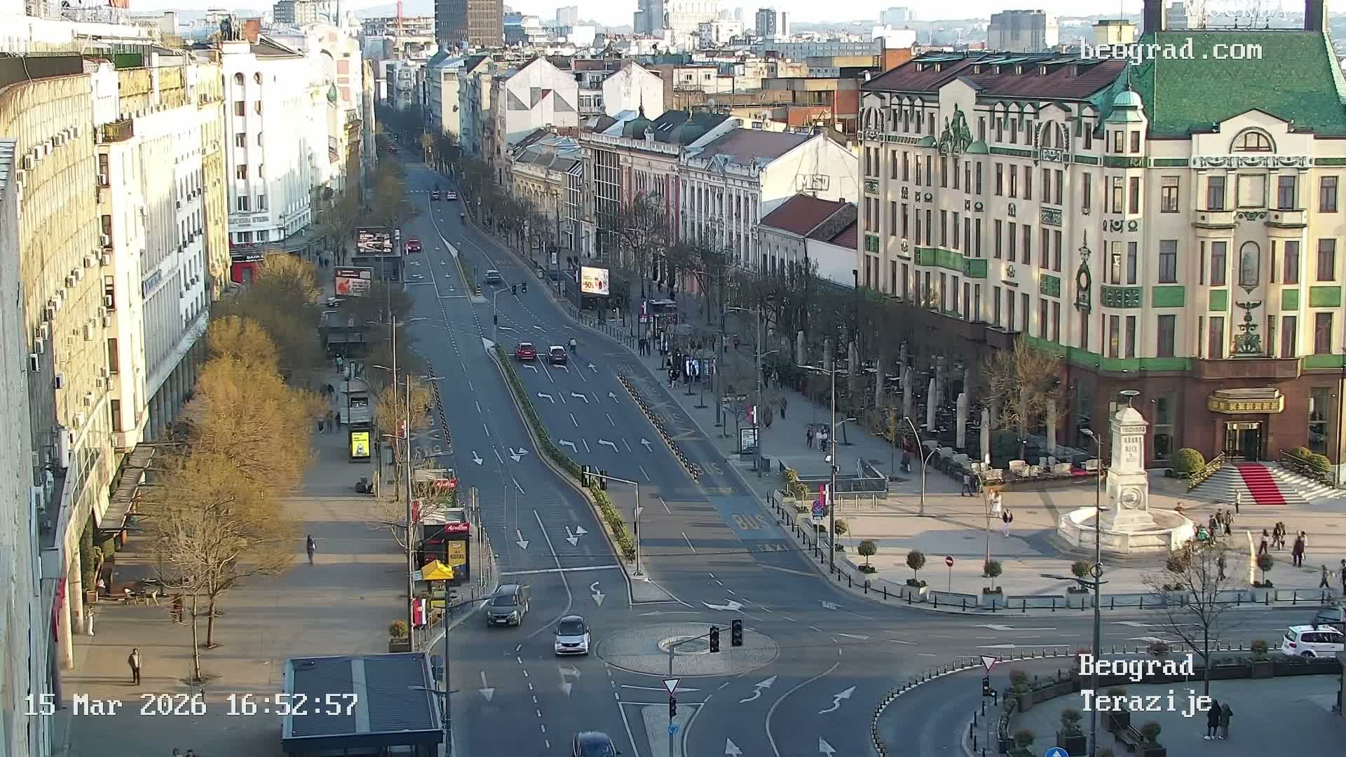 Beograd Old Town ( Стари град Београд, Теразијски трг & Теразије, Стари Град, Београд ) Terazijizsk Trg Square & Terazije Street, Stari Grad, Belgrade Live Cam - Stari Grad, Belgrade, Serbia