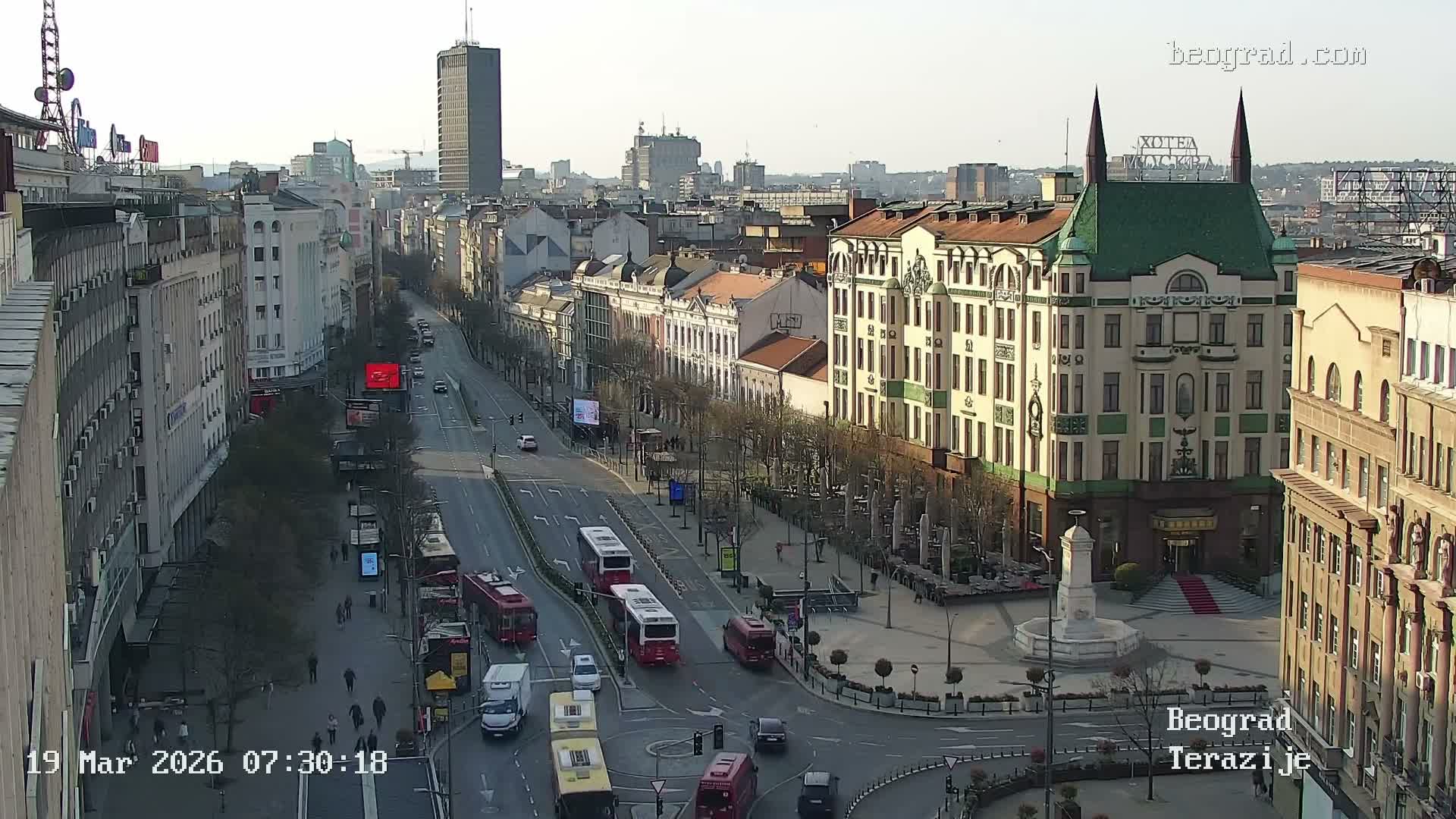 Beograd Old Town ( Стари град Београд, Теразијски трг & Теразије, Стари Град, Београд ) Terazijizsk Trg Square & Terazije Street, Stari Grad, Belgrade Live Cam - Stari Grad, Belgrade, Serbia