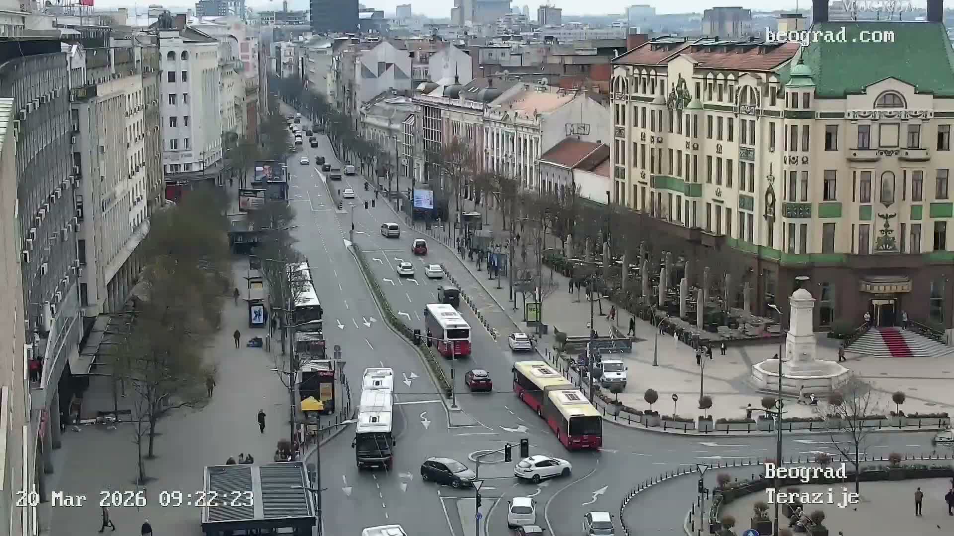 Beograd Old Town ( Стари град Београд, Теразијски трг & Теразије, Стари Град, Београд ) Terazijizsk Trg Square & Terazije Street, Stari Grad, Belgrade Live Cam - Stari Grad, Belgrade, Serbia