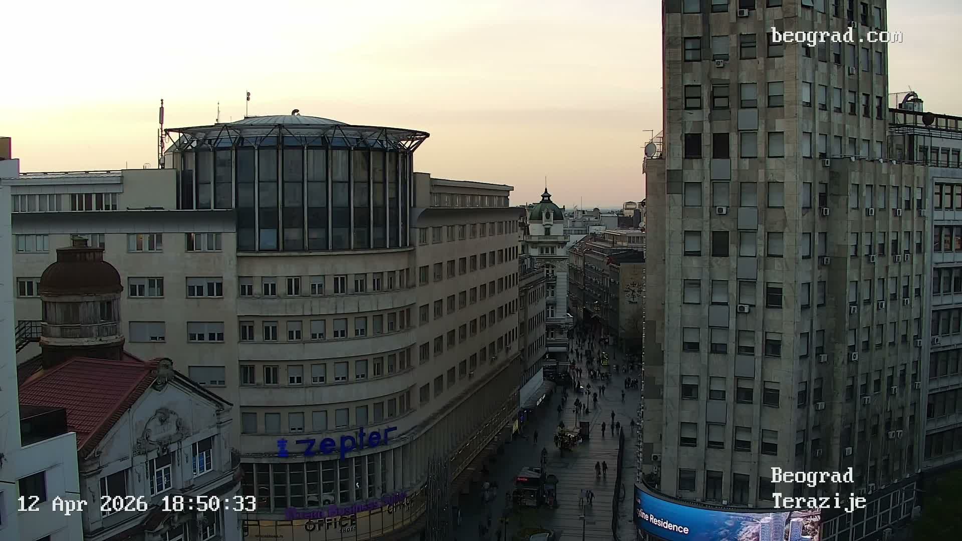 Beograd Old Town ( Стари град Београд, Теразијски трг & Теразије, Стари Град, Београд ) Terazijizsk Trg Square & Terazije Street, Stari Grad, Belgrade Live Cam - Stari Grad, Belgrade, Serbia