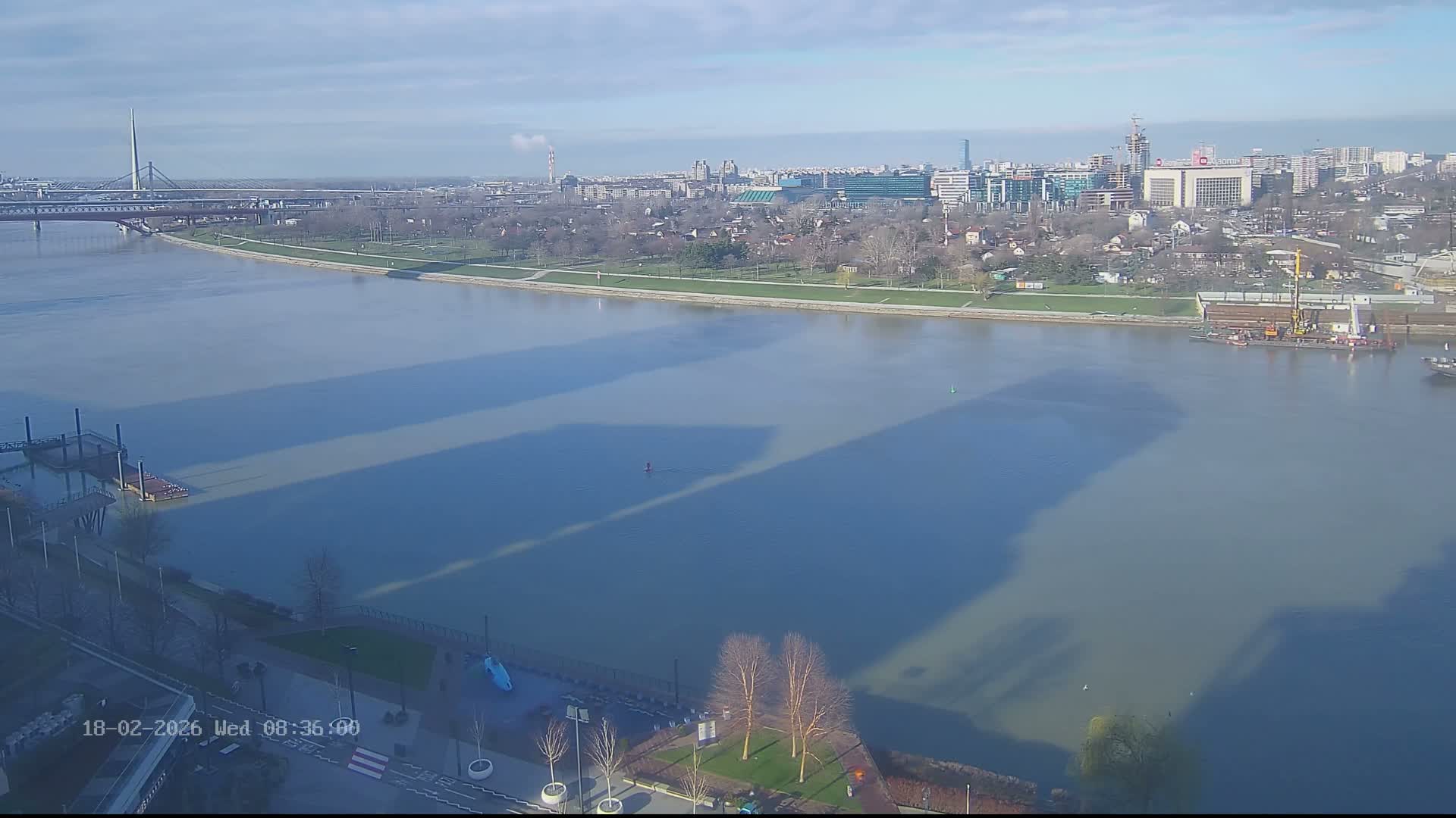 Novi Beograd from Savski Venac ( Нови Београд са Савског венца, мост Газела и мост Преко аде Нови Београд)  Most Gazela & Most Preko Ade  New Belgrade Live Cam - Savski Venac, Belgrade, Serbia