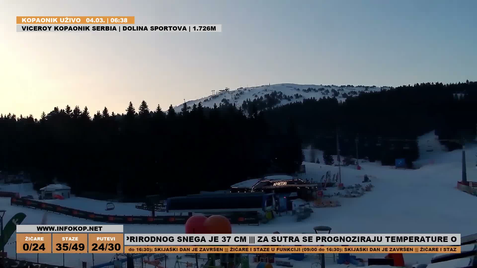 Rasina ( Ски центар Расина Копаоник Туристички Брус Копаоник ) Kopaonik Ski Center Touristic Brus Kopaonik  Live Cam - Brus, Rasina, Šumadija and Western Serbia, Serbia