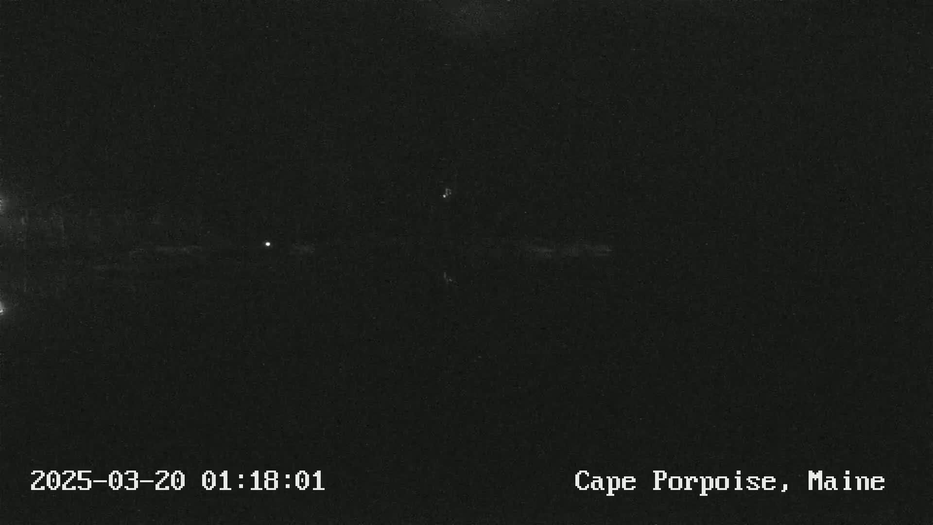 A dark, nighttime image shows a dimly lit, possibly watery, landscape under a clear sky.