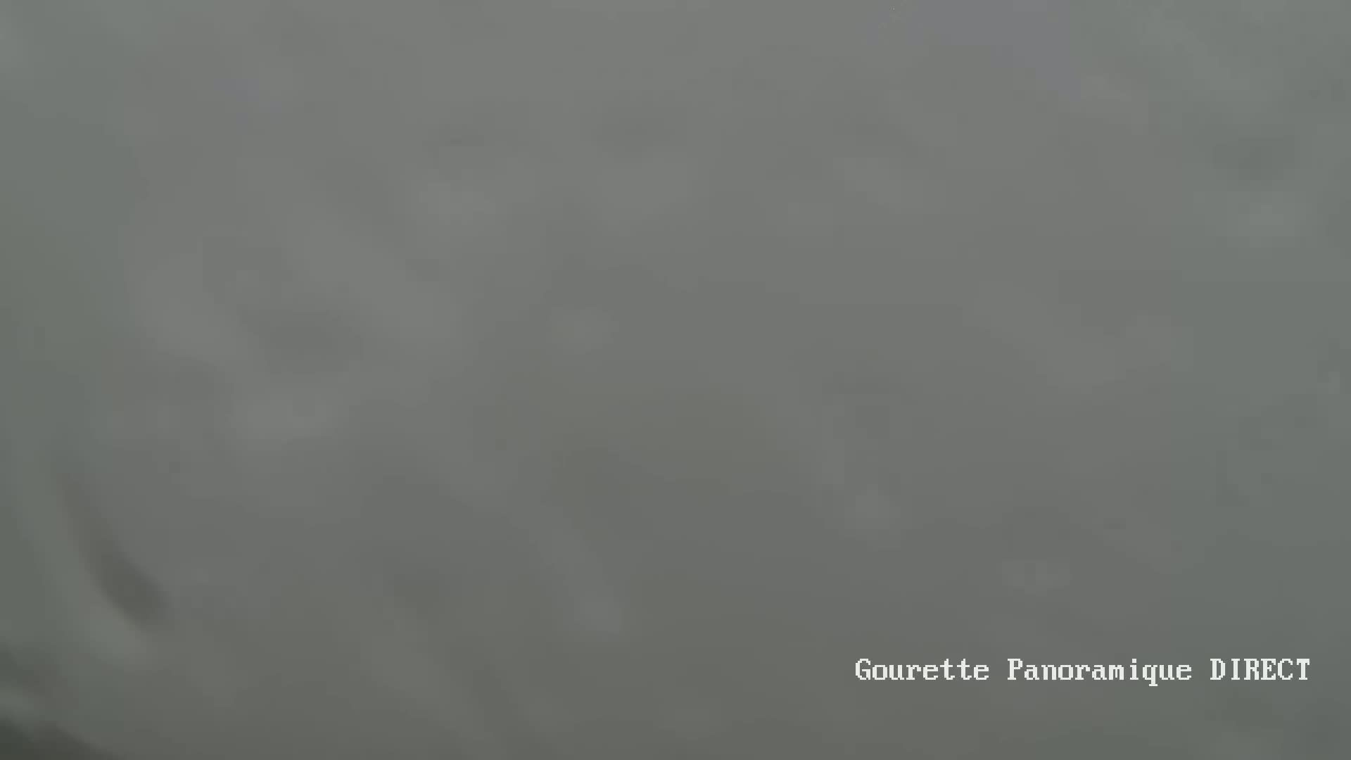 A blurry, gray image shows an overcast sky.