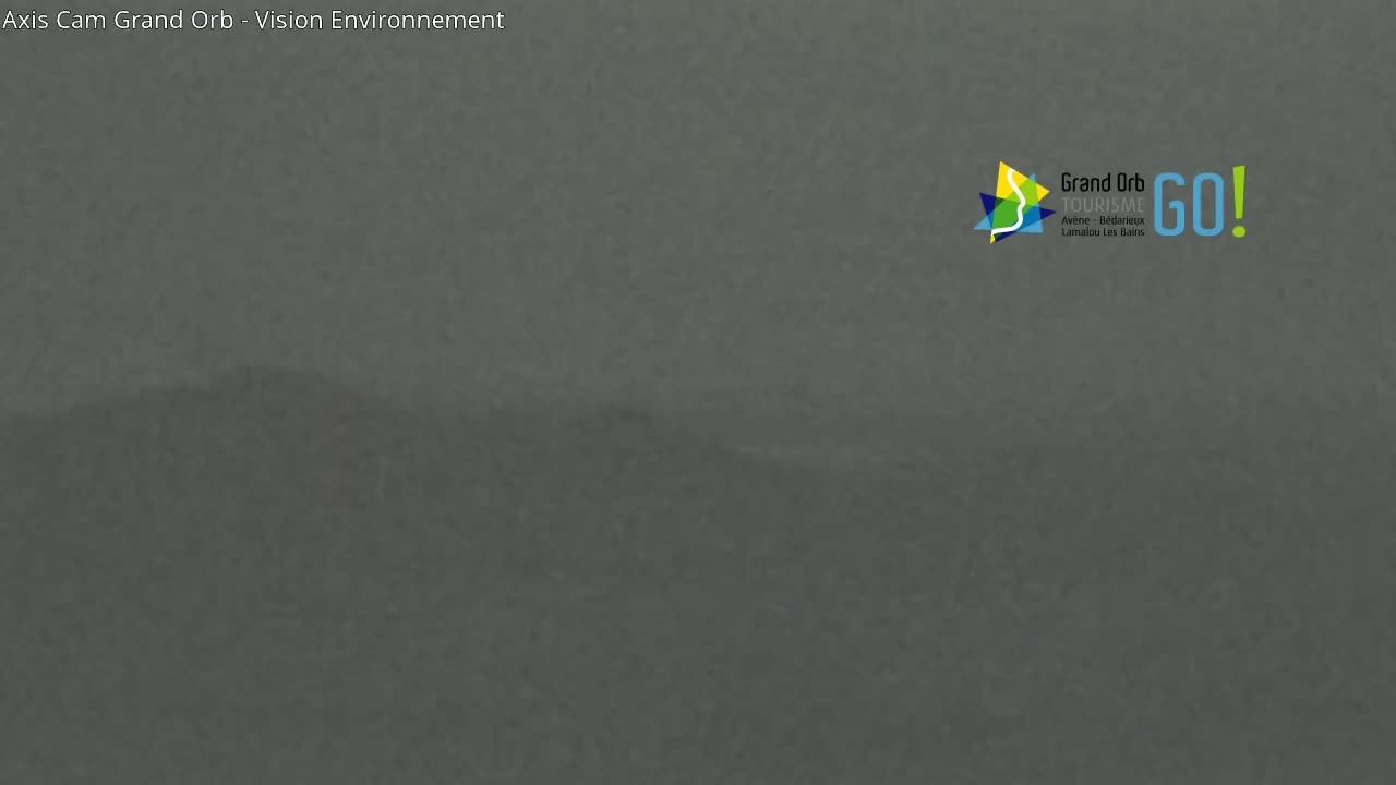 A dark gray, blurry image shows a muted, overcast sky.