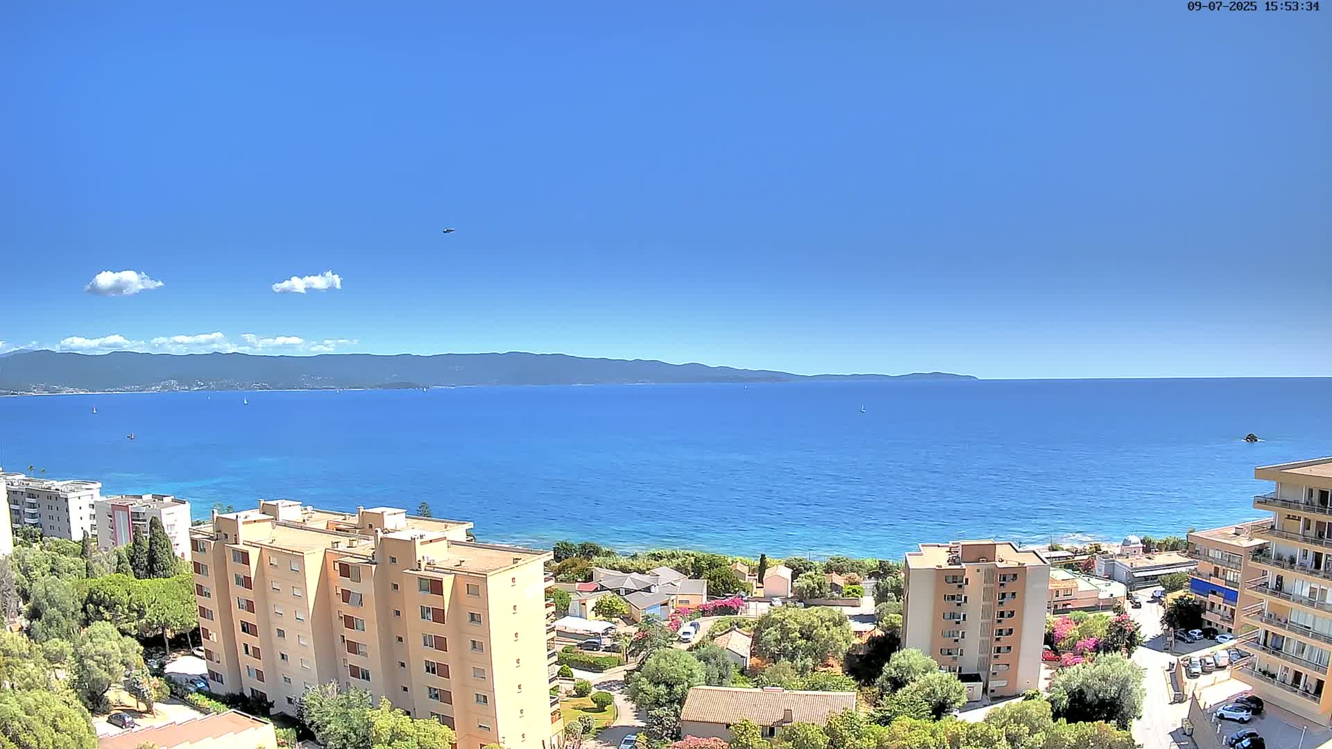 Ajaccio - Le Golfe d'Ajaccio Gulf & Coast Skyline Live Cam - Ajaccio, Corse-du-Sud, Corse , France