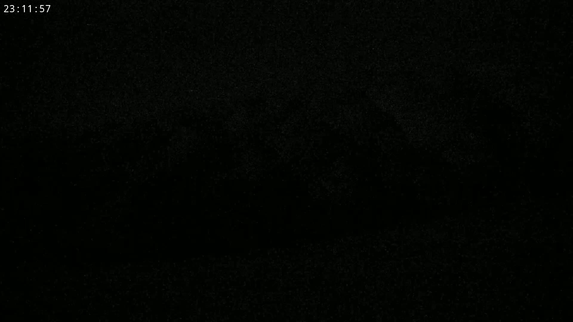 A completely dark image with a few barely visible specks of light.