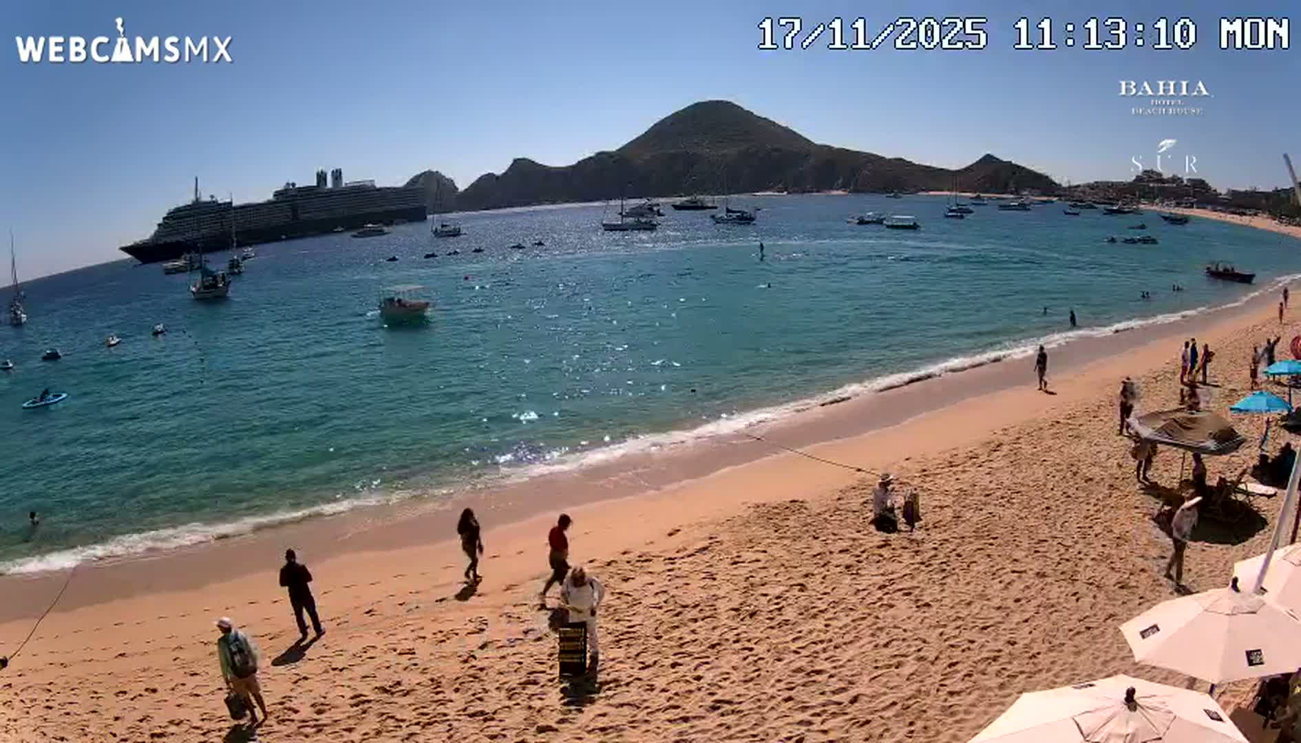 Cabo San Lucas, Playa El Medano Beach towards South View Live Cam - El Medano Ejidal, Los Cabos, Baja California Sur, Mexico