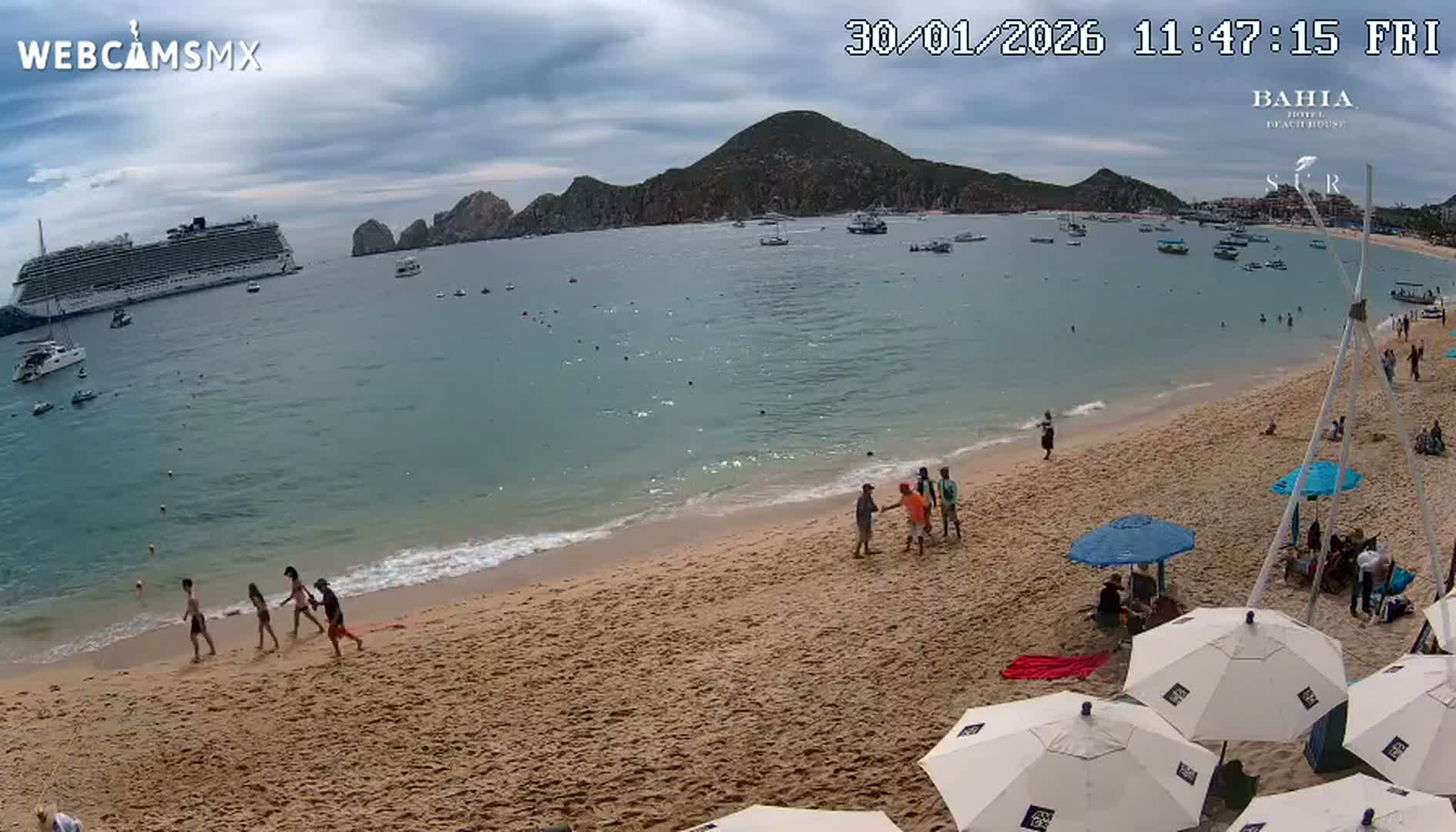 Cabo San Lucas, Playa El Medano Beach towards South View Live Cam - El Medano Ejidal, Los Cabos, Baja California Sur, Mexico