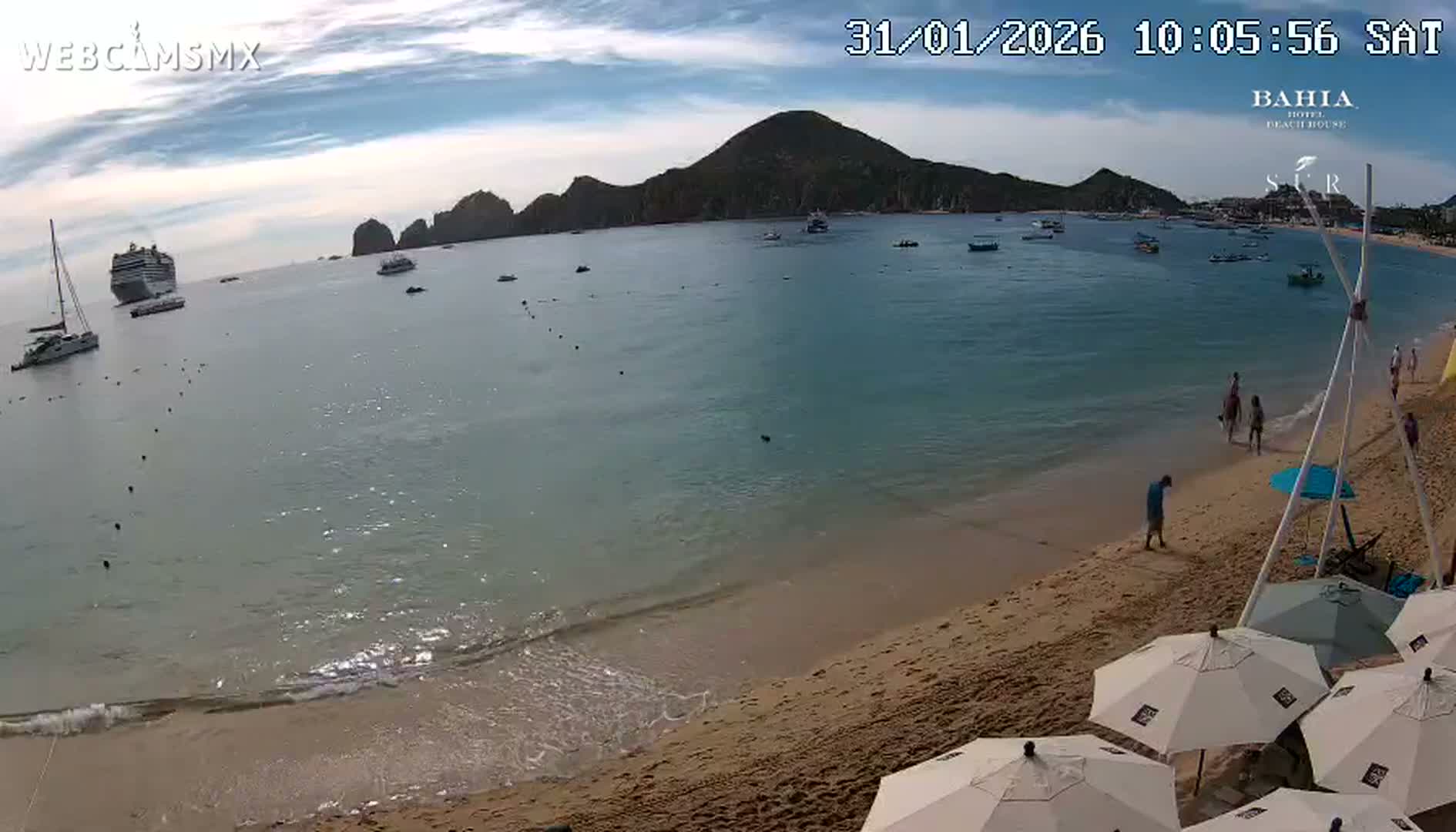 Cabo San Lucas, Playa El Medano Beach towards South View Live Cam - El Medano Ejidal, Los Cabos, Baja California Sur, Mexico