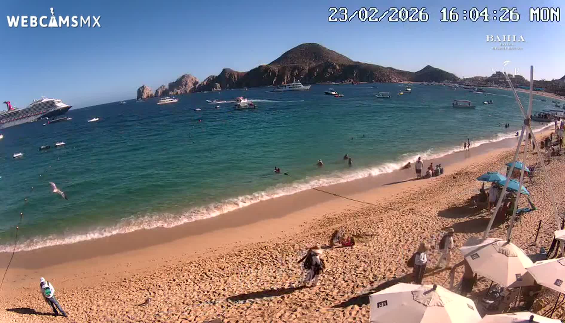 Cabo San Lucas, Playa El Medano Beach towards South View Live Cam - El Medano Ejidal, Los Cabos, Baja California Sur, Mexico