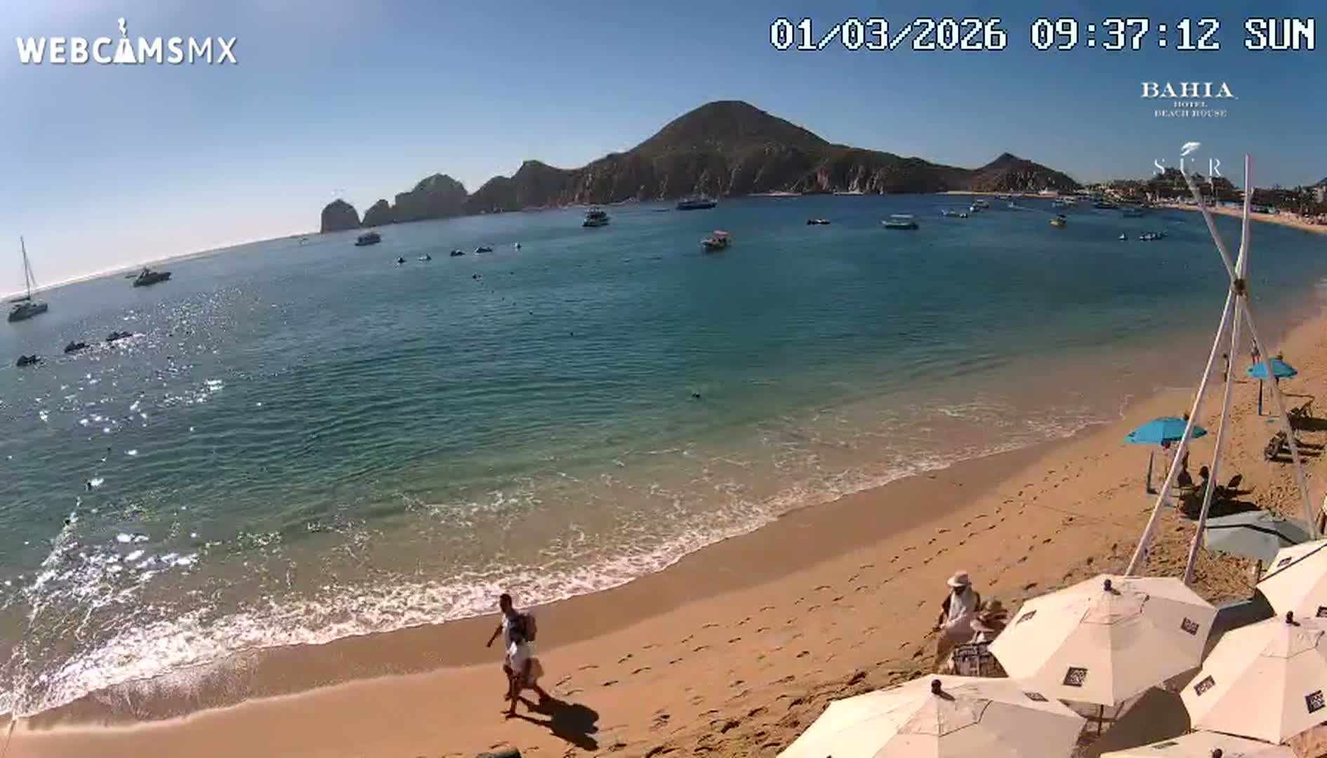 Cabo San Lucas, Playa El Medano Beach towards South View Live Cam - El Medano Ejidal, Los Cabos, Baja California Sur, Mexico