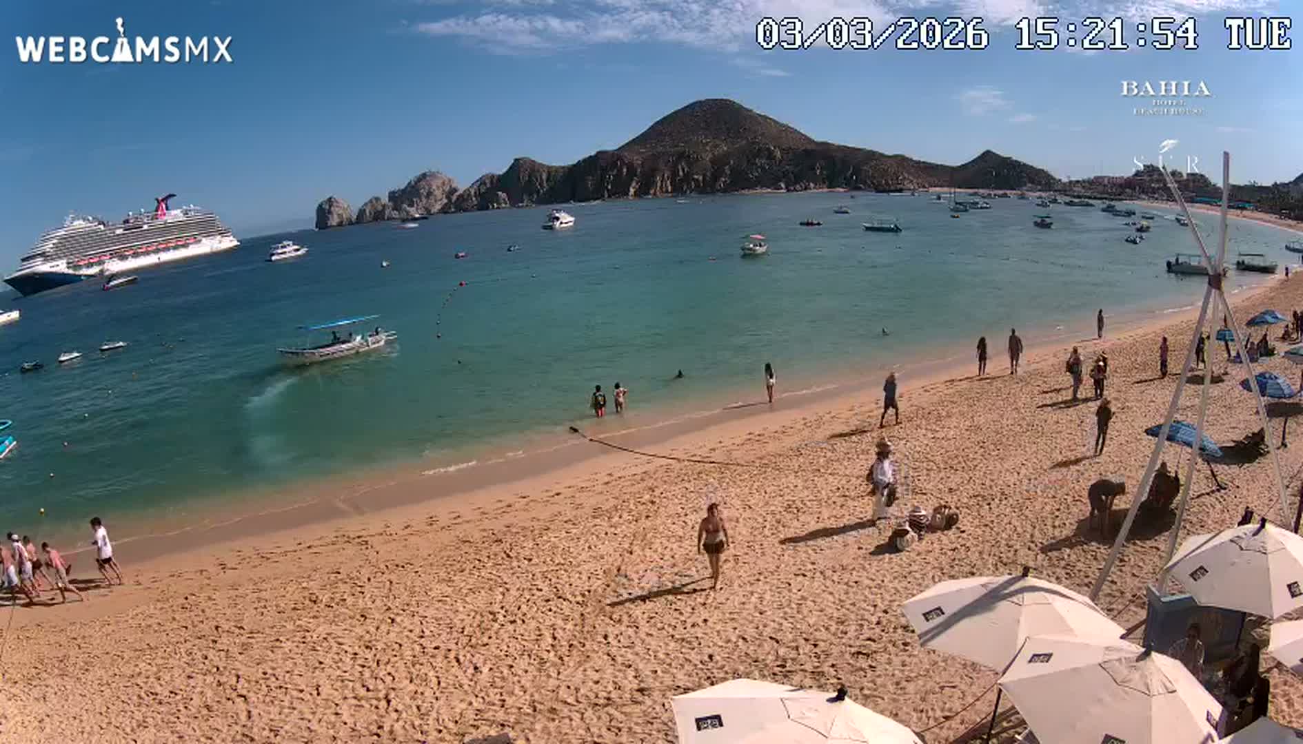 Cabo San Lucas, Playa El Medano Beach towards South View Live Cam - El Medano Ejidal, Los Cabos, Baja California Sur, Mexico
