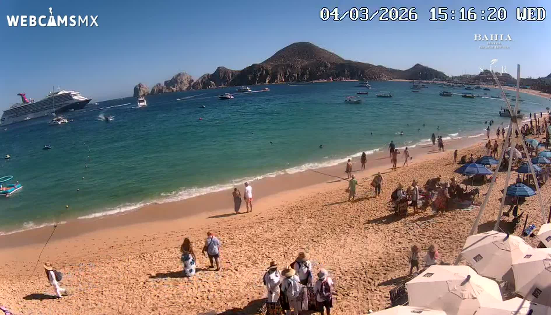 Cabo San Lucas, Playa El Medano Beach towards South View Live Cam - El Medano Ejidal, Los Cabos, Baja California Sur, Mexico