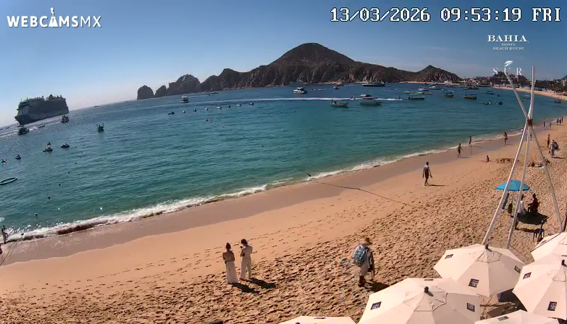 Cabo San Lucas, Playa El Medano Beach towards South View Live Cam - El Medano Ejidal, Los Cabos, Baja California Sur, Mexico
