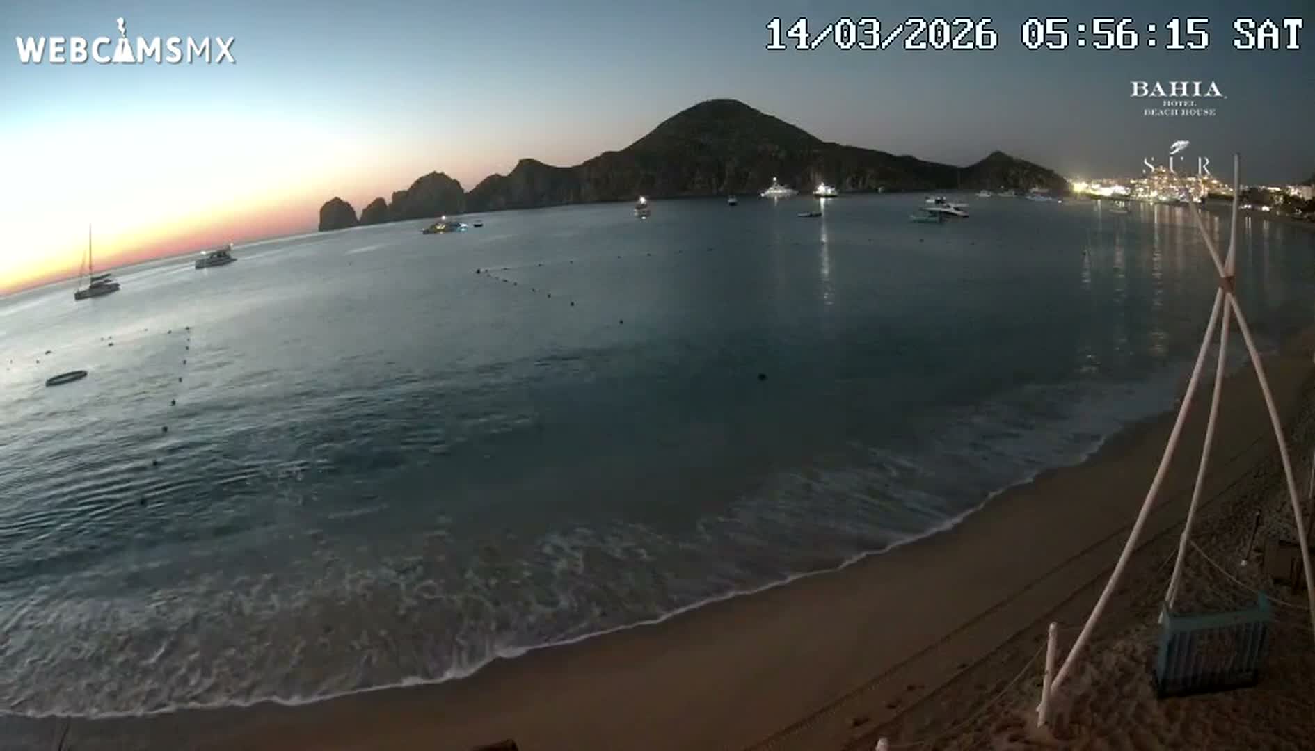 Cabo San Lucas, Playa El Medano Beach towards South View Live Cam - El Medano Ejidal, Los Cabos, Baja California Sur, Mexico