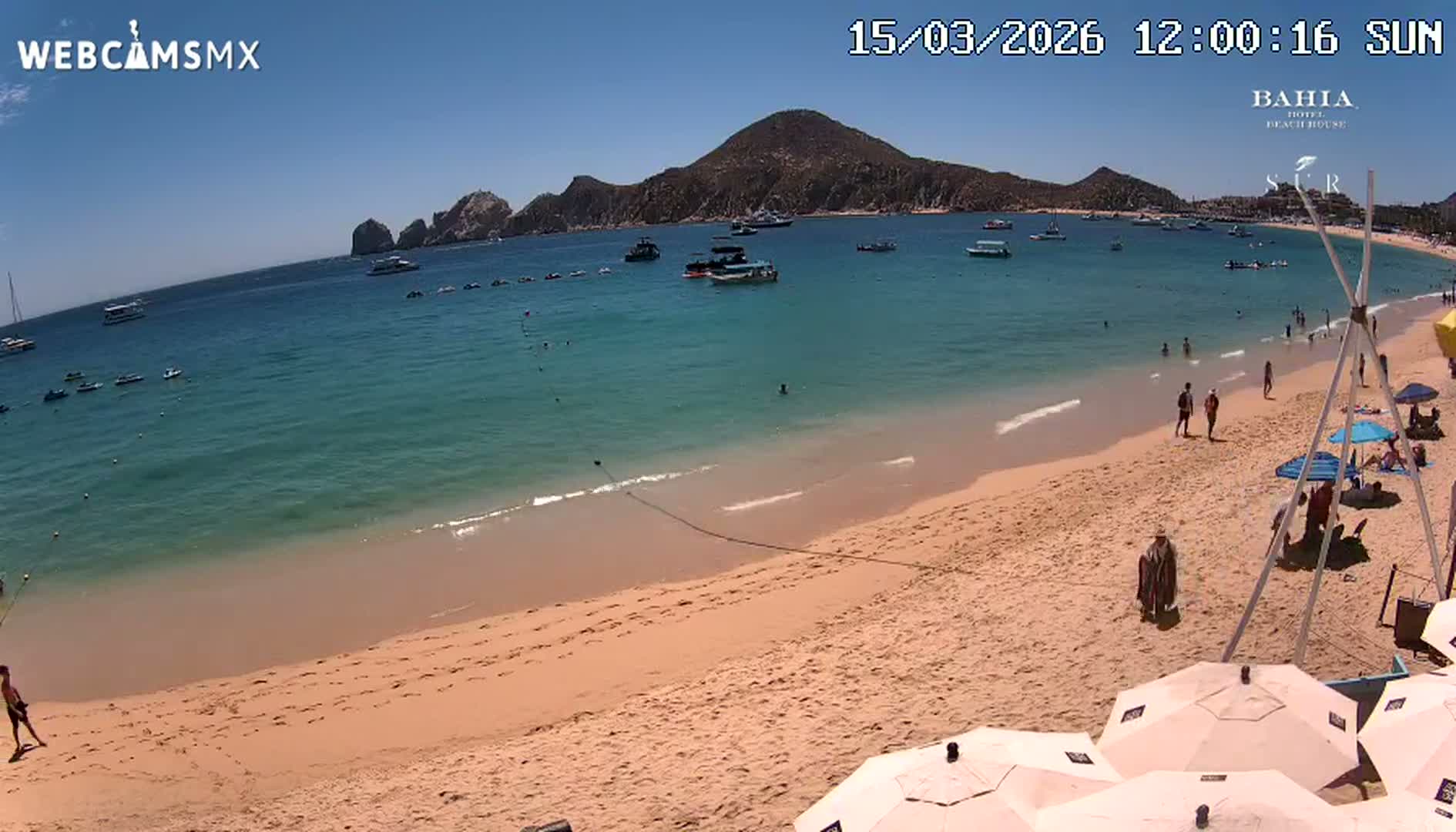 Cabo San Lucas, Playa El Medano Beach towards South View Live Cam - El Medano Ejidal, Los Cabos, Baja California Sur, Mexico